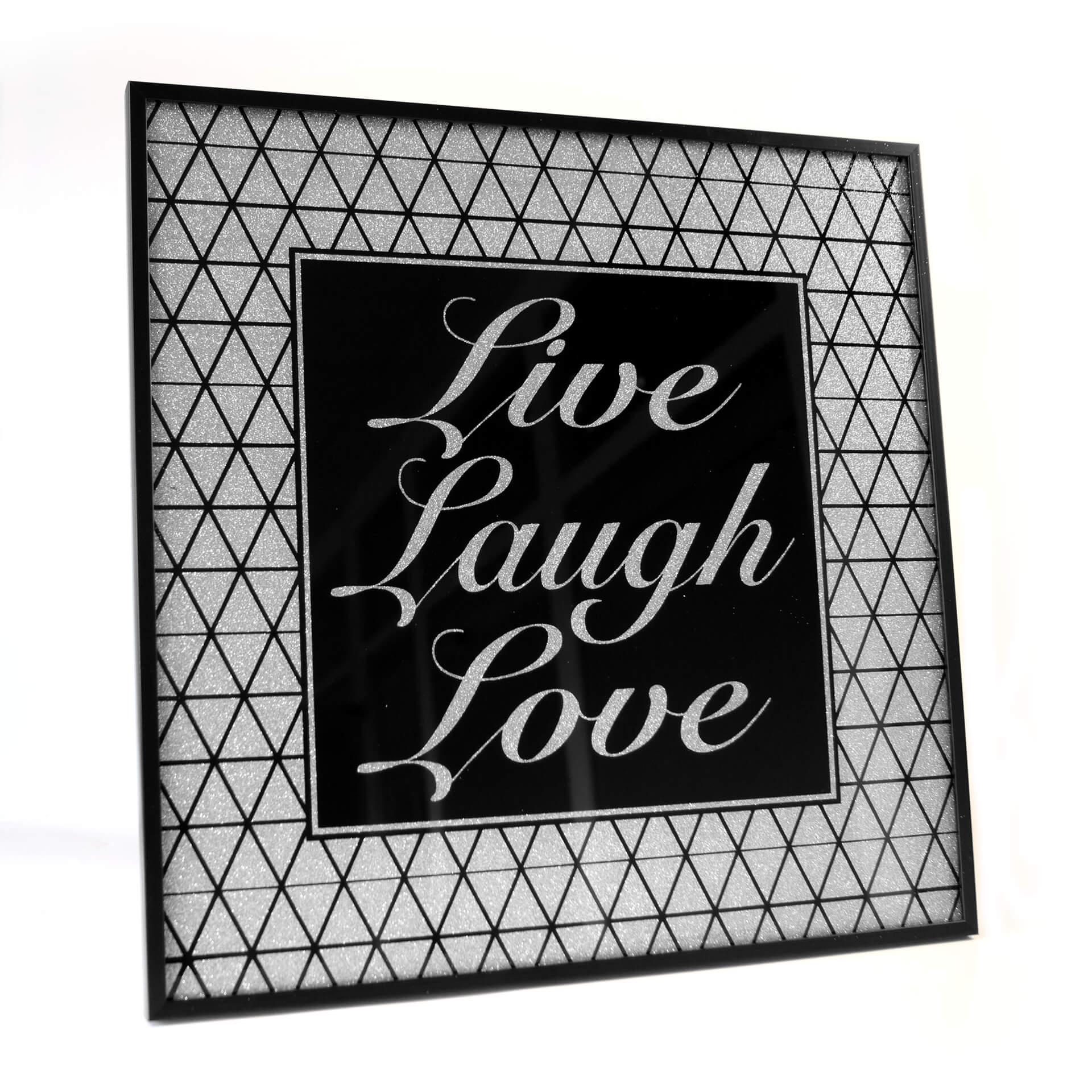 Wanddecoratie Live - Laugh - Love zilver glitter