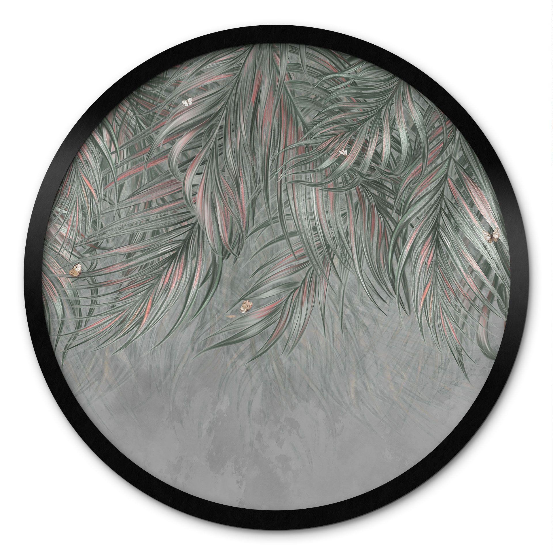 Poster Exotische Palmbladeren Roze-Groen - Ms Tiff - Rond