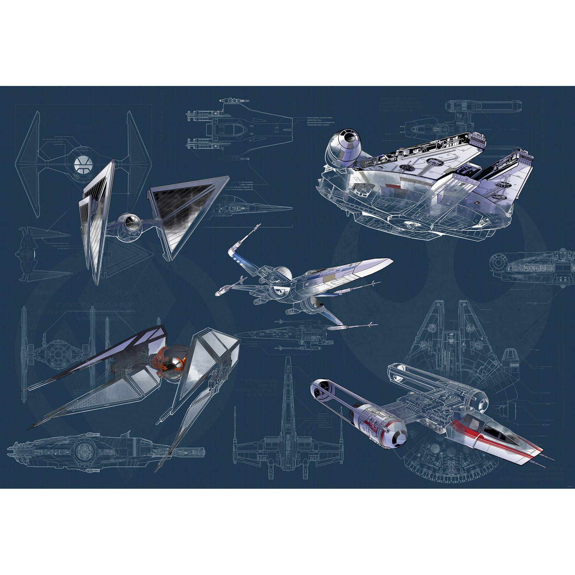 Vlies Fototapete - Star Wars Blueprint Dark - 400 x 280 cm