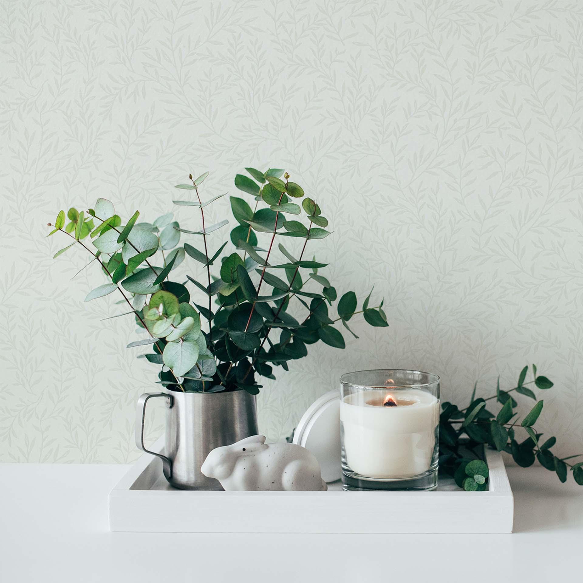 tapet blomstret hvid grøn - non-woven tapet landstil A.S. Création - mat og lys struktur