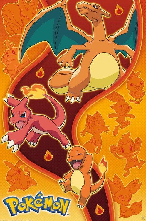 Poster, film poster Pokemon - Fire Type 61x91,5 cm