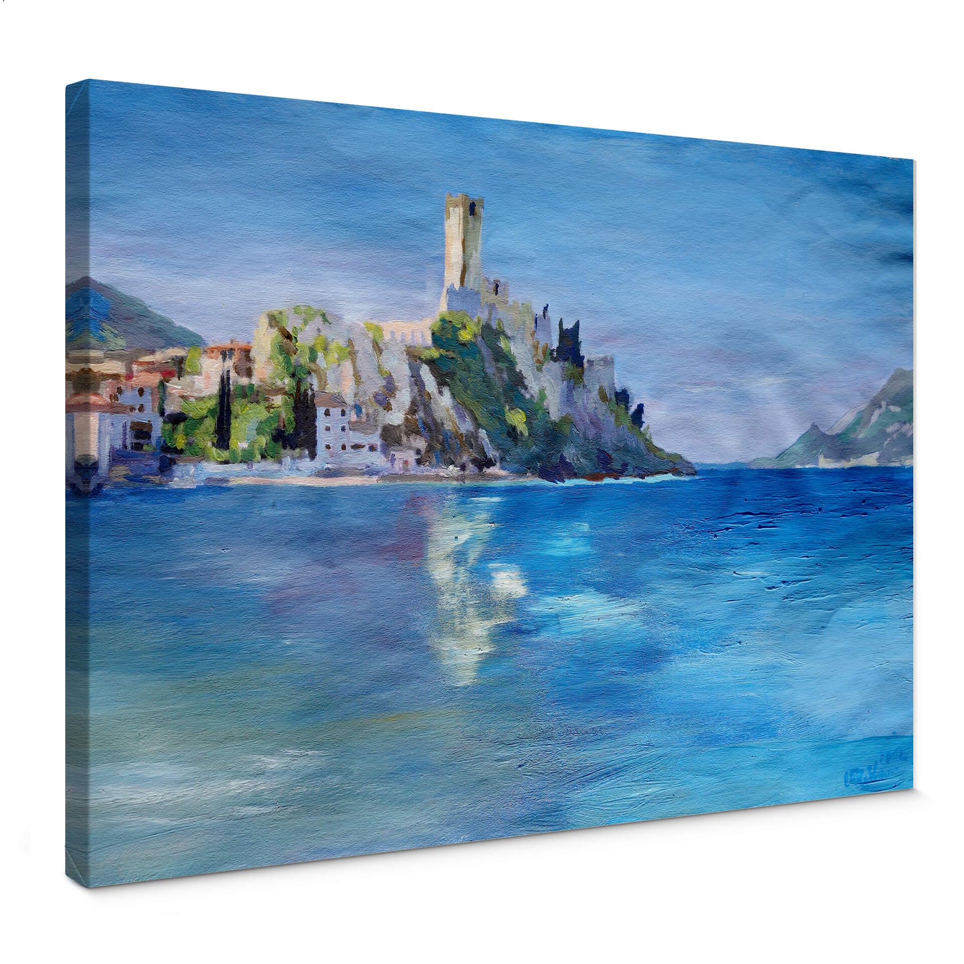 Lienzo Bleichner - Malcesine con el Castello Scaligero