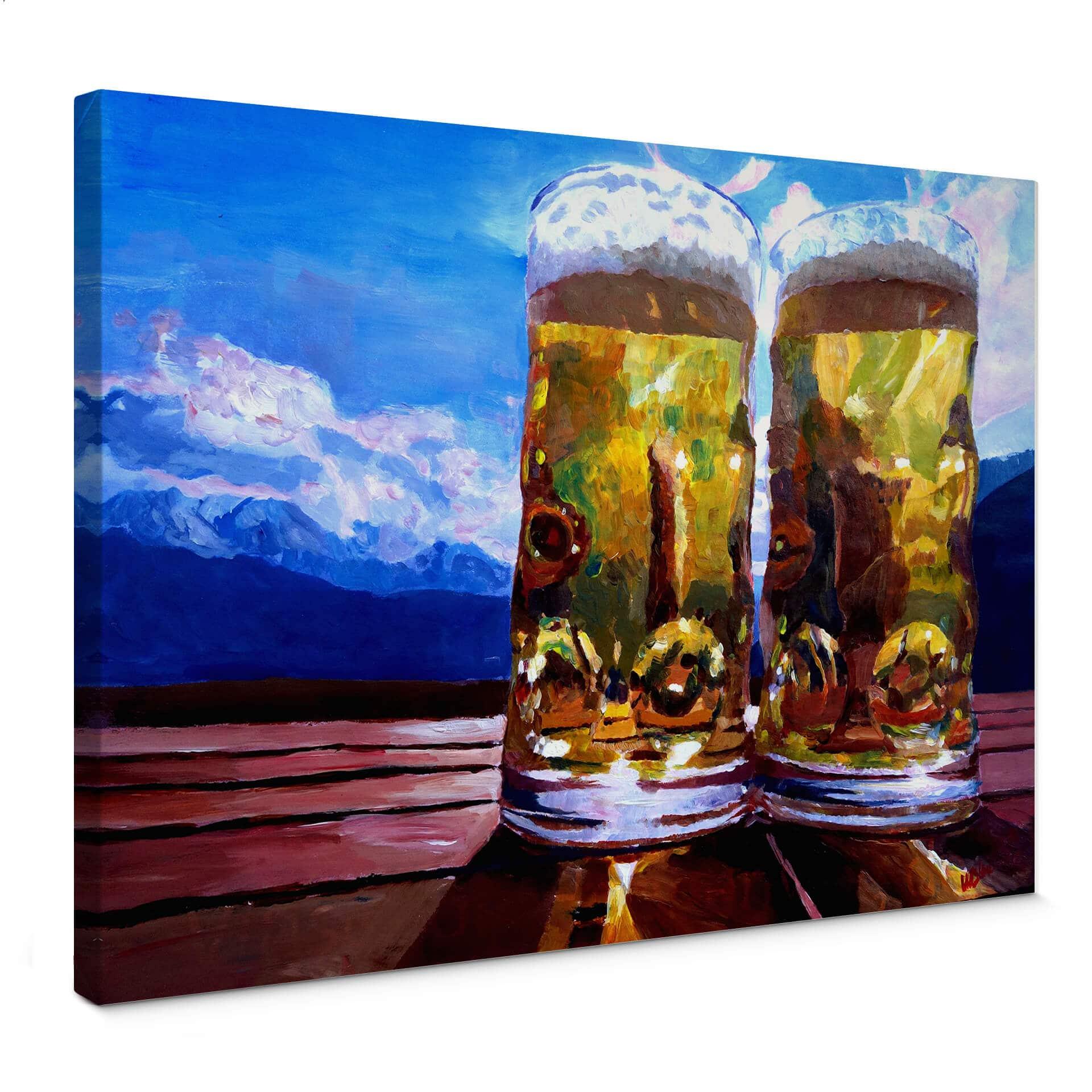 Lienzo Bleichner - Dos cervezas en la montaña