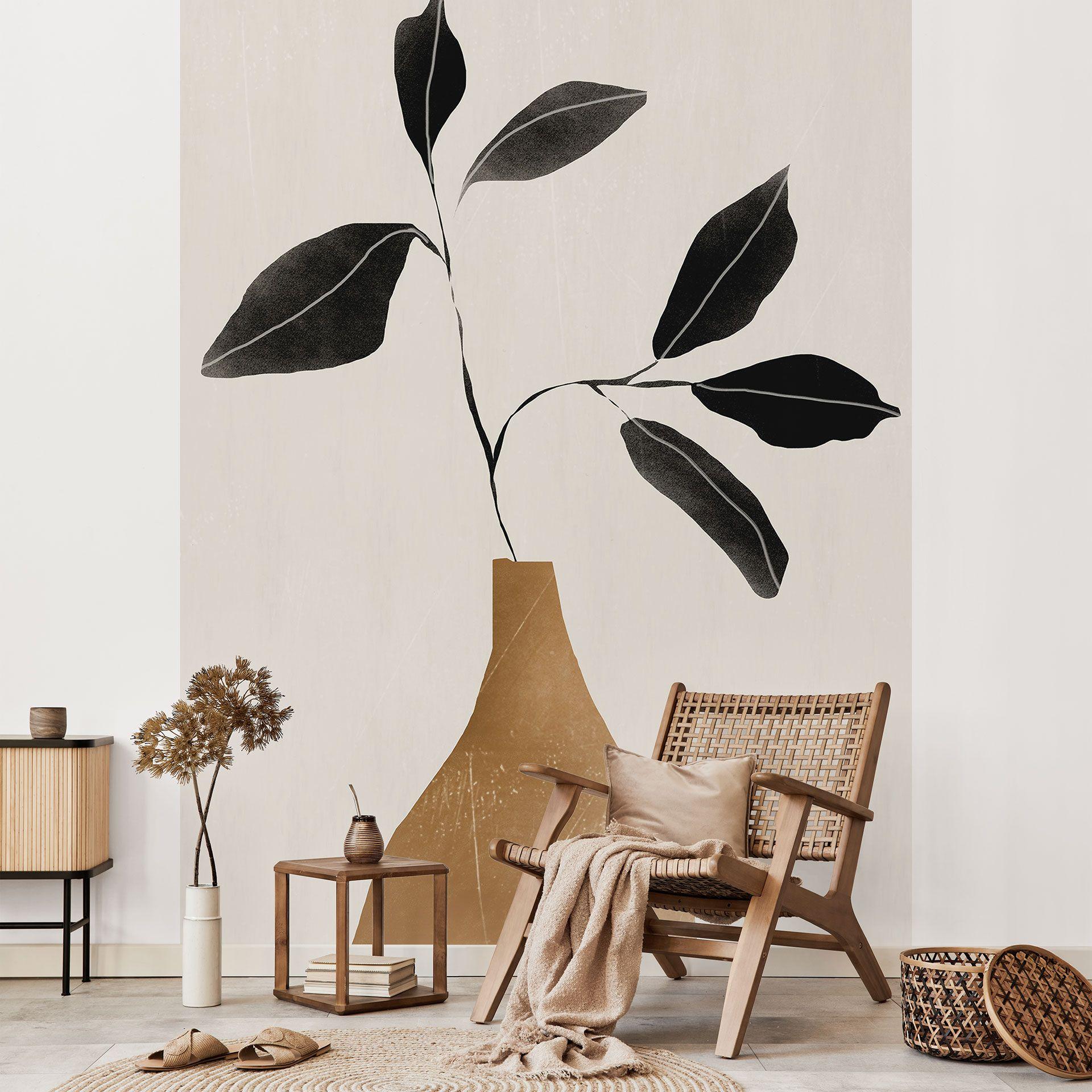 Stilleben - Gren i gylden vase Fototapet - ThingDesign