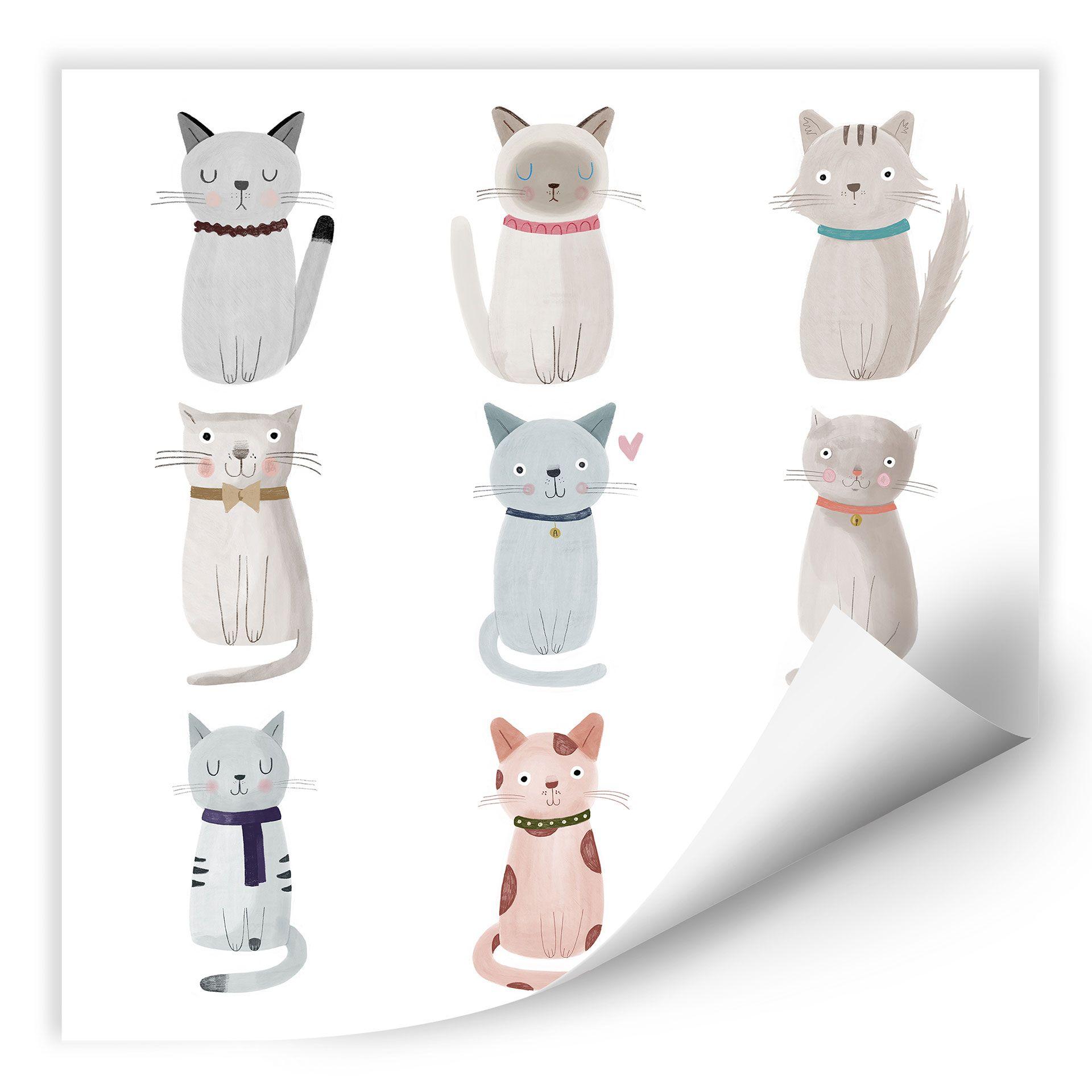 Zelfklevende Poster Loske - Cat Family