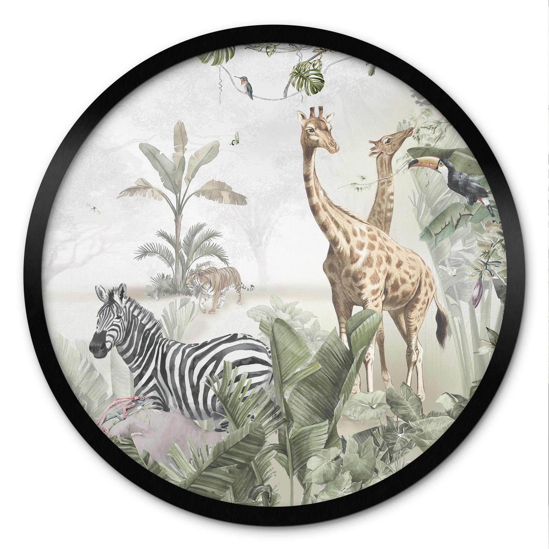 Poster jungle dieren op Afmeting - Ms Tiff - Rond