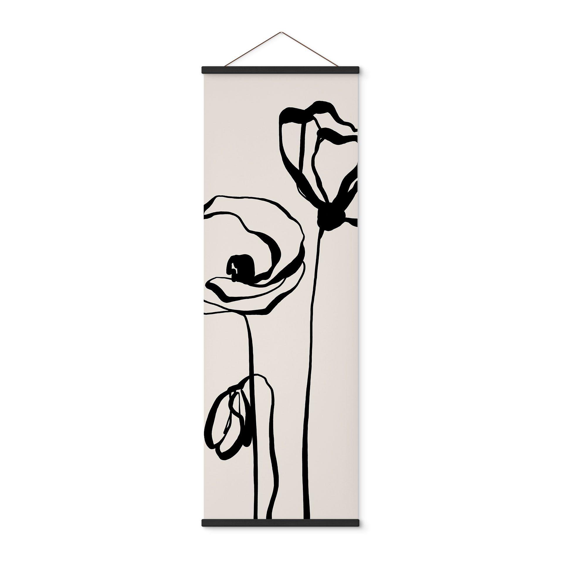 Póster de tela Line Art Two Poppies - Cats & Dotz - Panorama