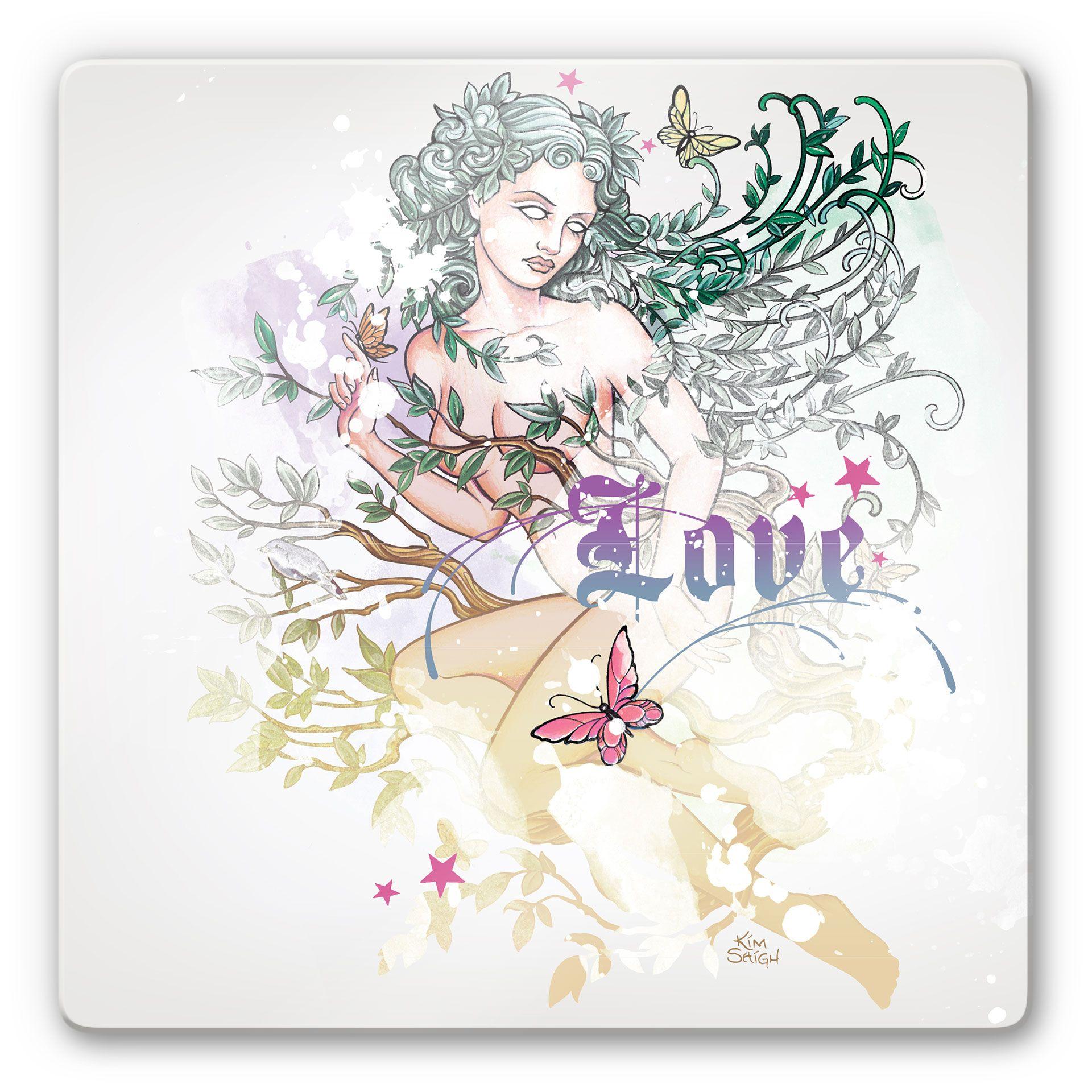 Tableau en verre - LA Ink - Elfe des bois et love