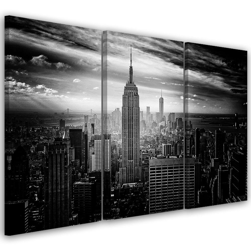 3 stykke lærredstryk New York City sort og hvid