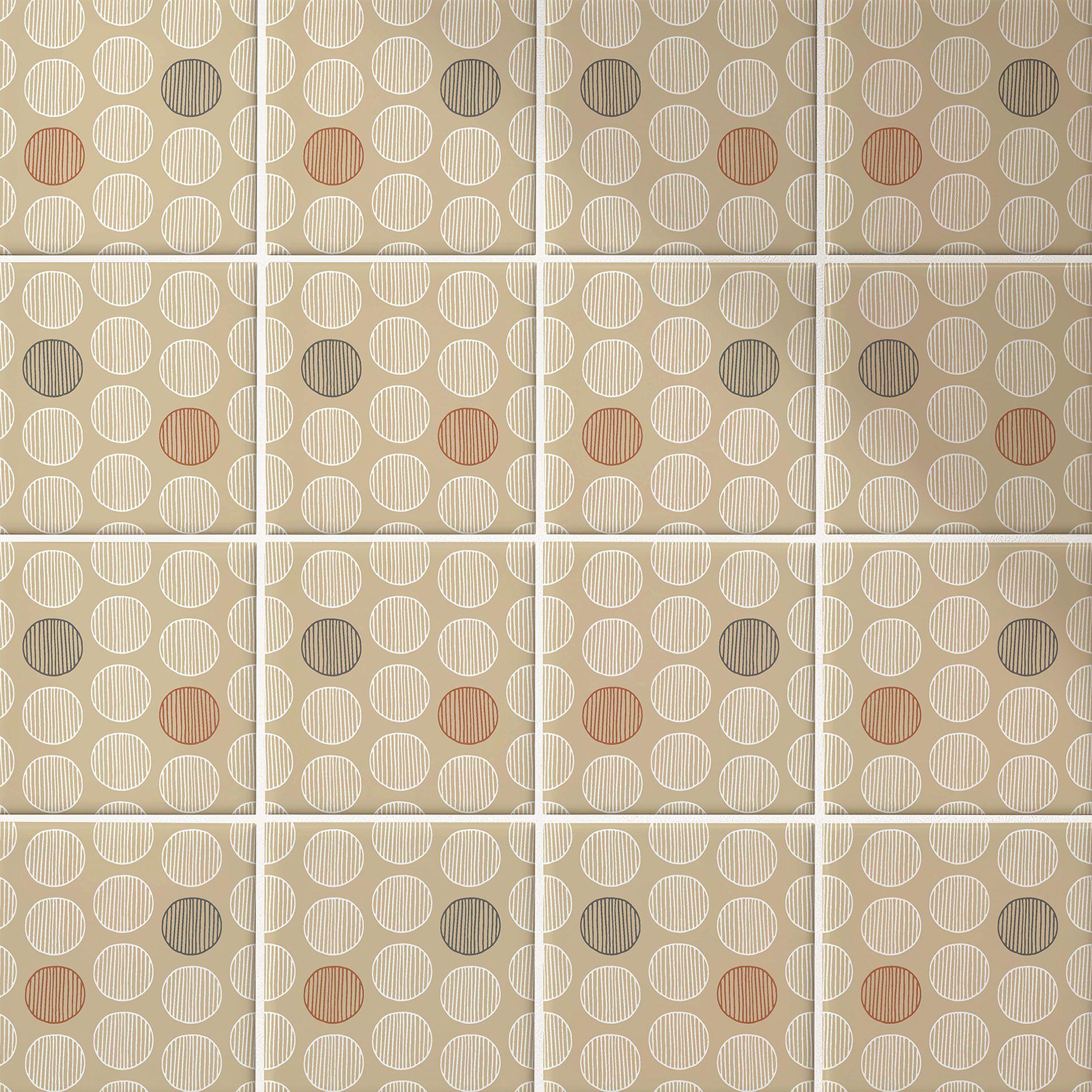 Azulejos Adhesivos Boho - círculos capuchino rojo-marrón antracita - lote de 12