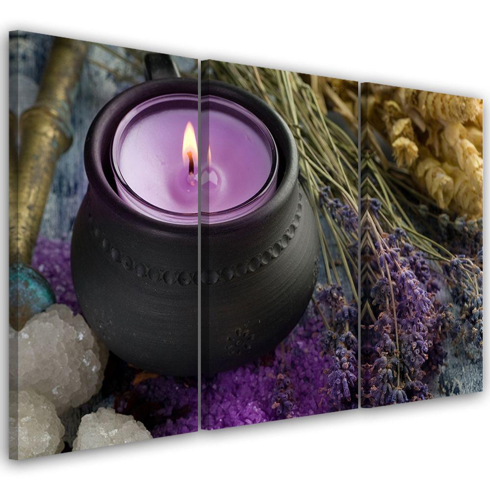 3-delt lærredstryk Lilla Zen Spa Candle