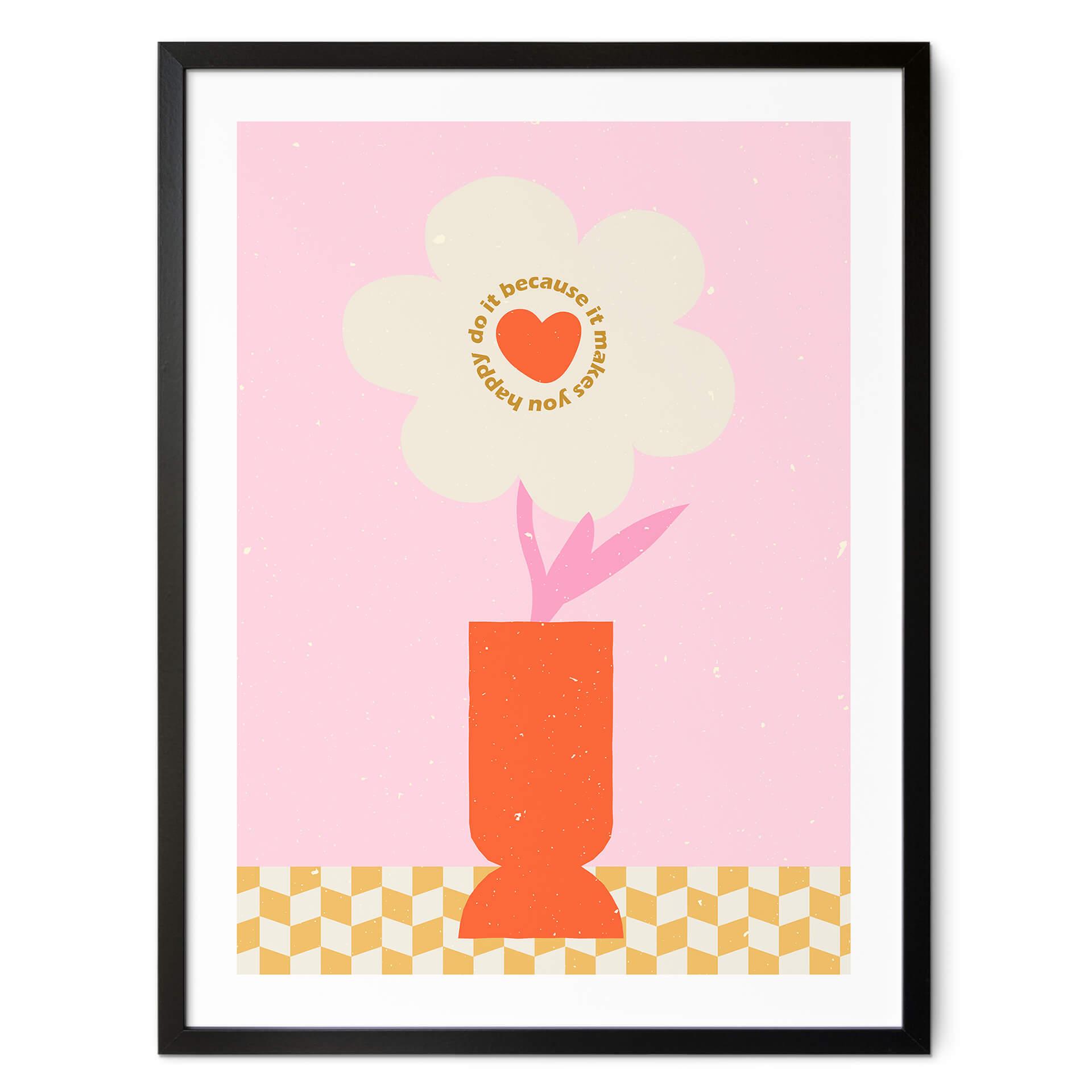 Póster NKTN - Flor retro: Hazlo porque te hace feliz