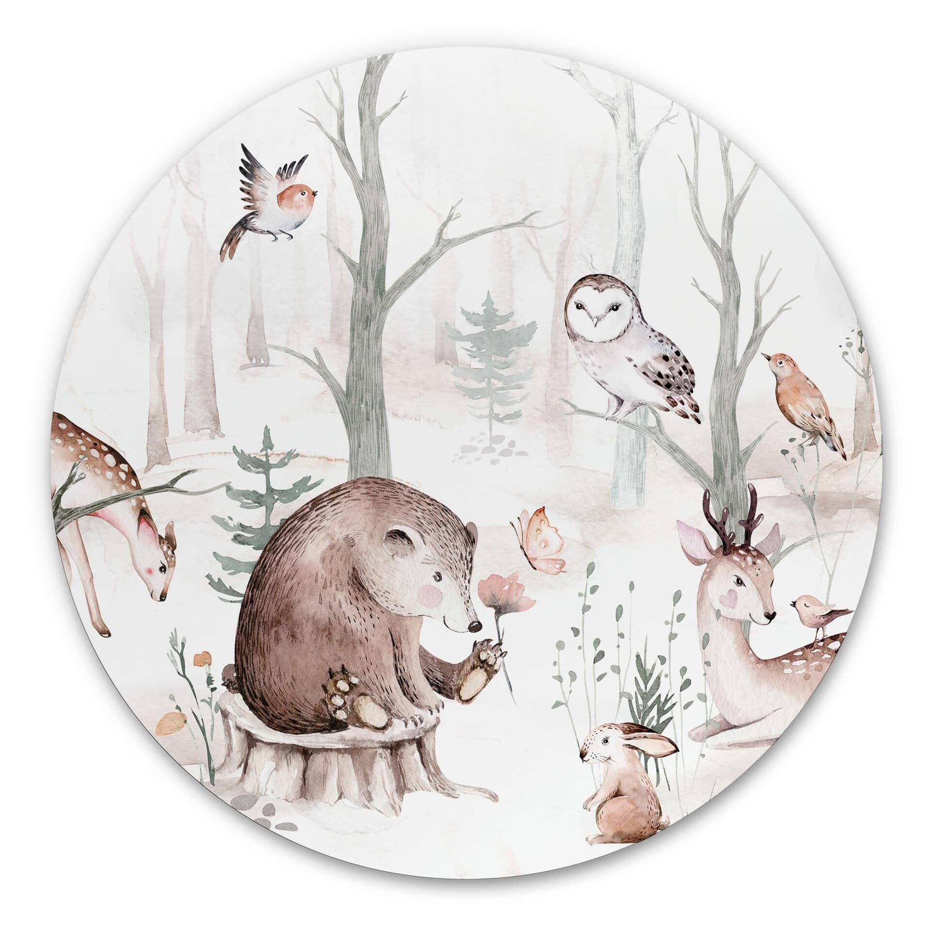 Tableau en alu-Dibond Kvilis - Amis des animaux - Rond