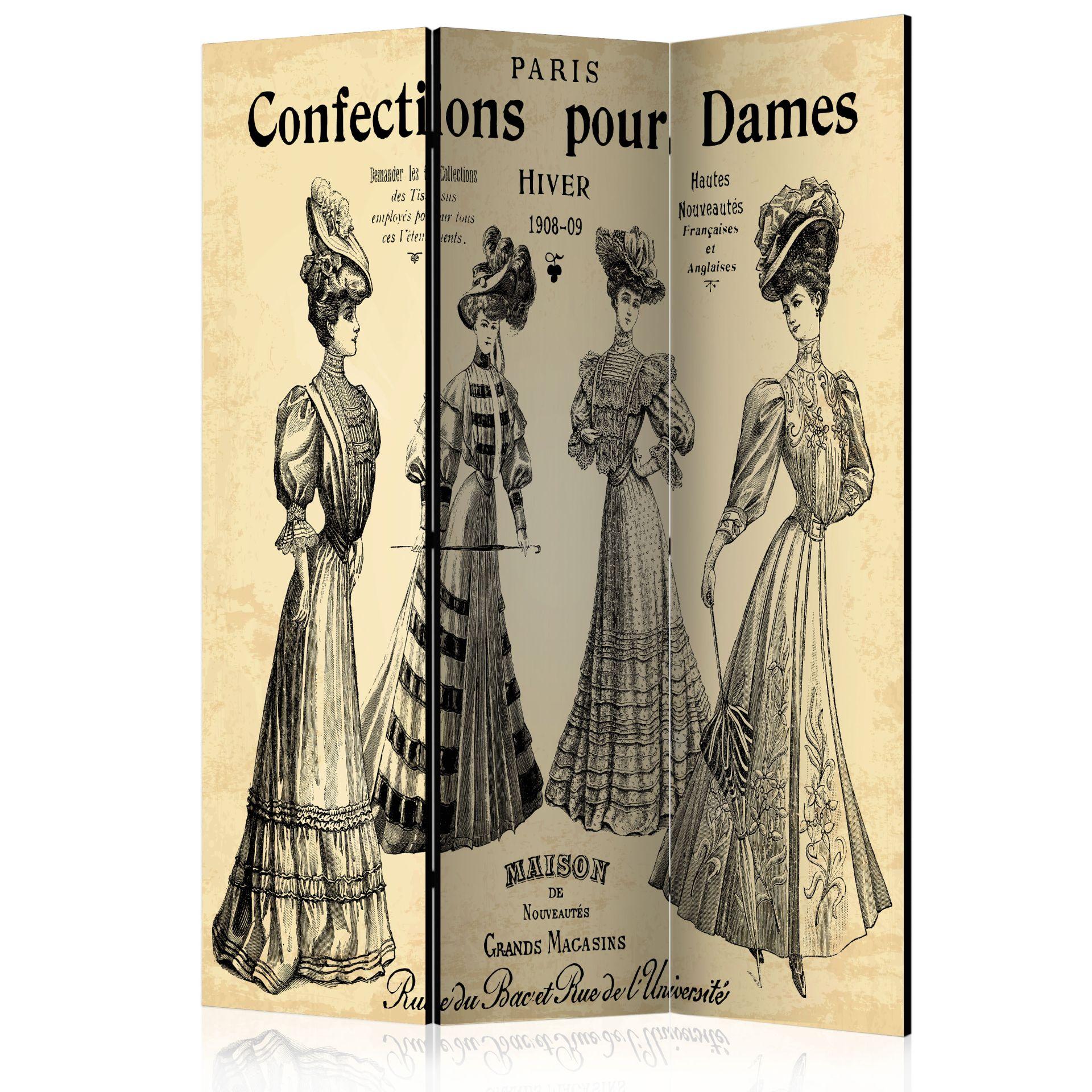 Screen room divider - Damekonfektion "Paris Confections pour Dames", 3-delt