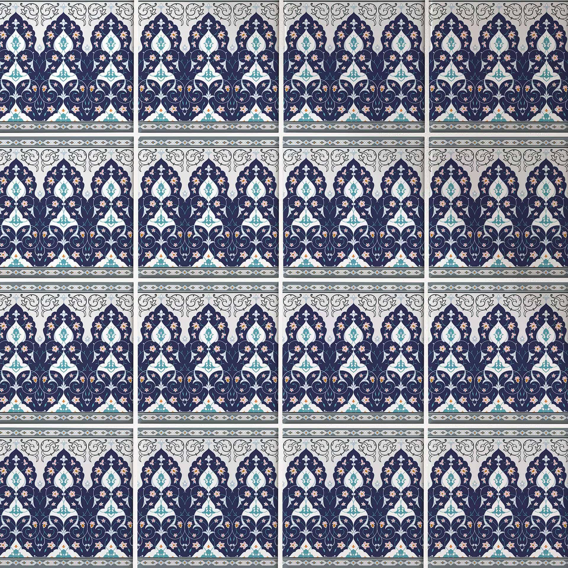 Azulejos Adhesivos Flores de Savar - Azul y blanco - Lote de 12
