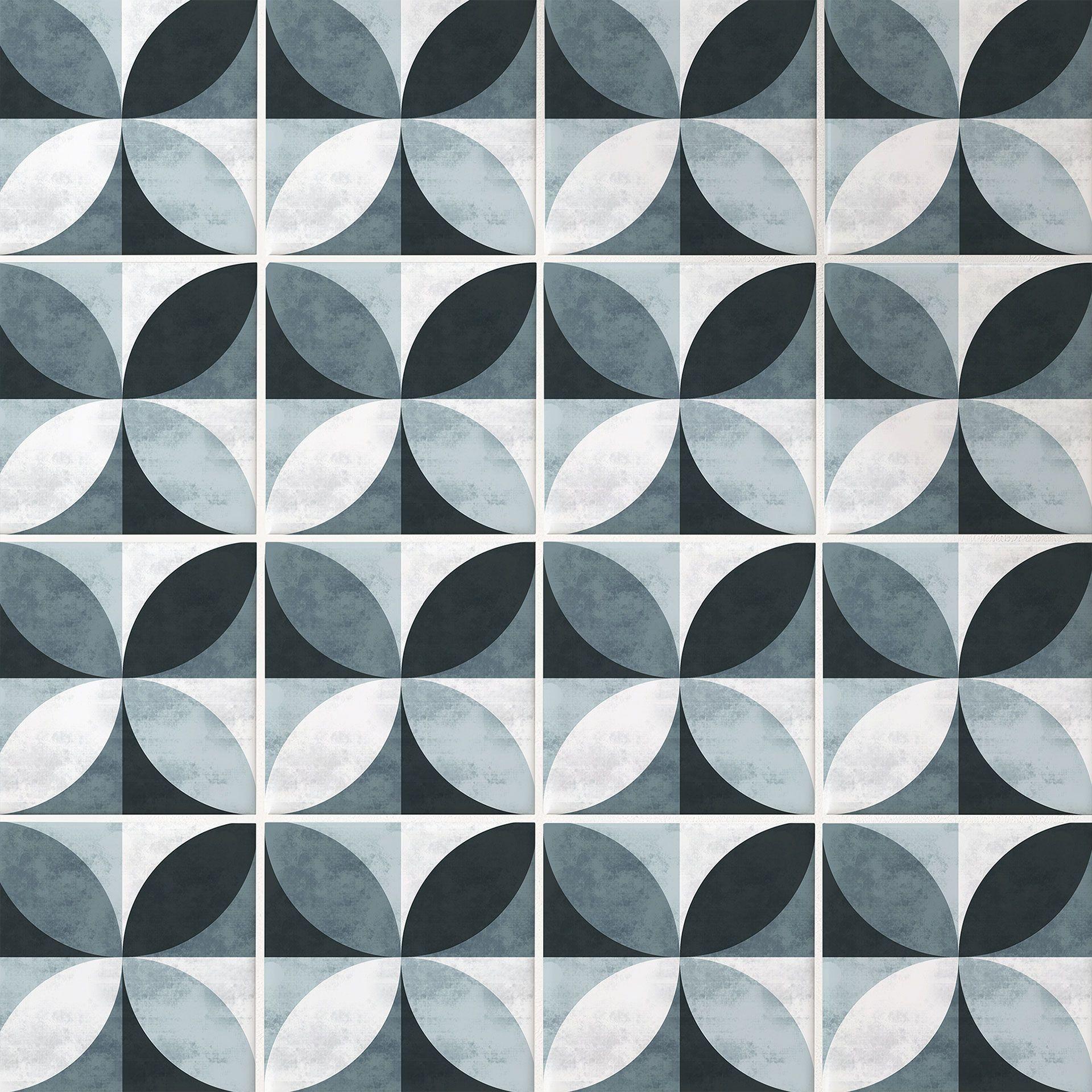 Azulejos Adhesivos Flor Abstracto - azul - lote de 12
