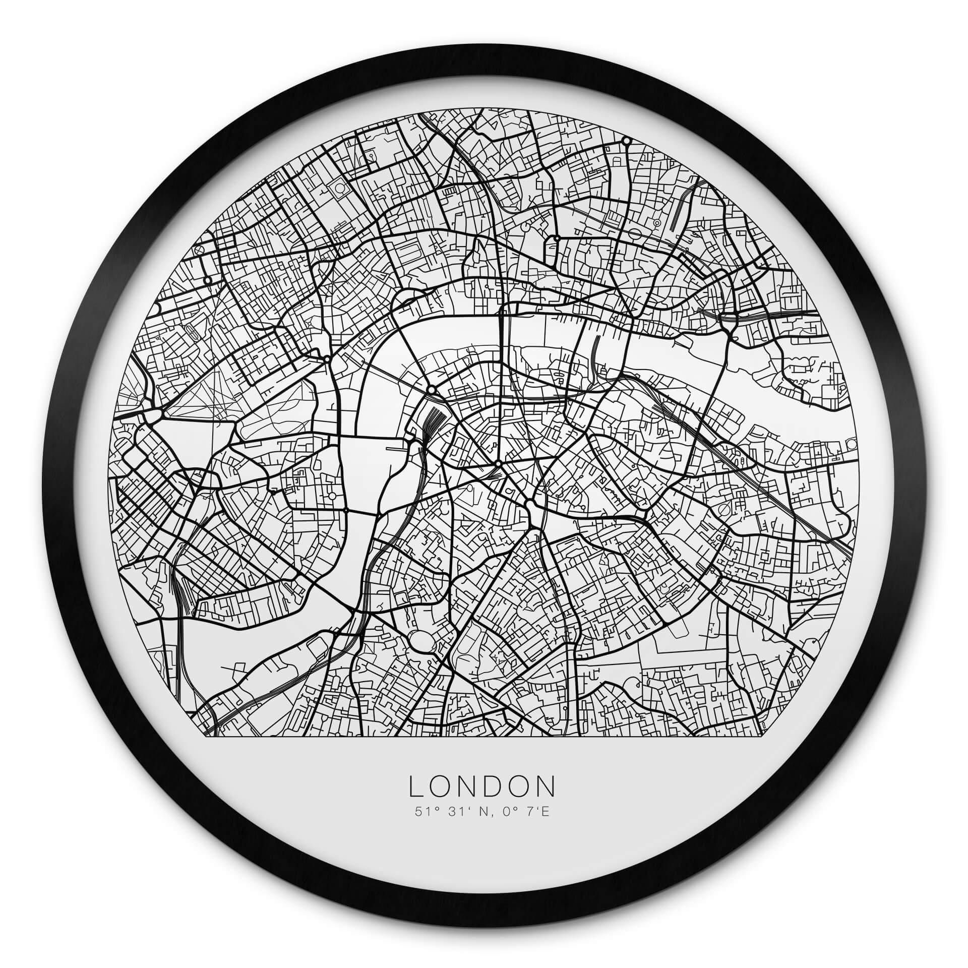 Póster Mapa de la ciudad de Londres - Redondo