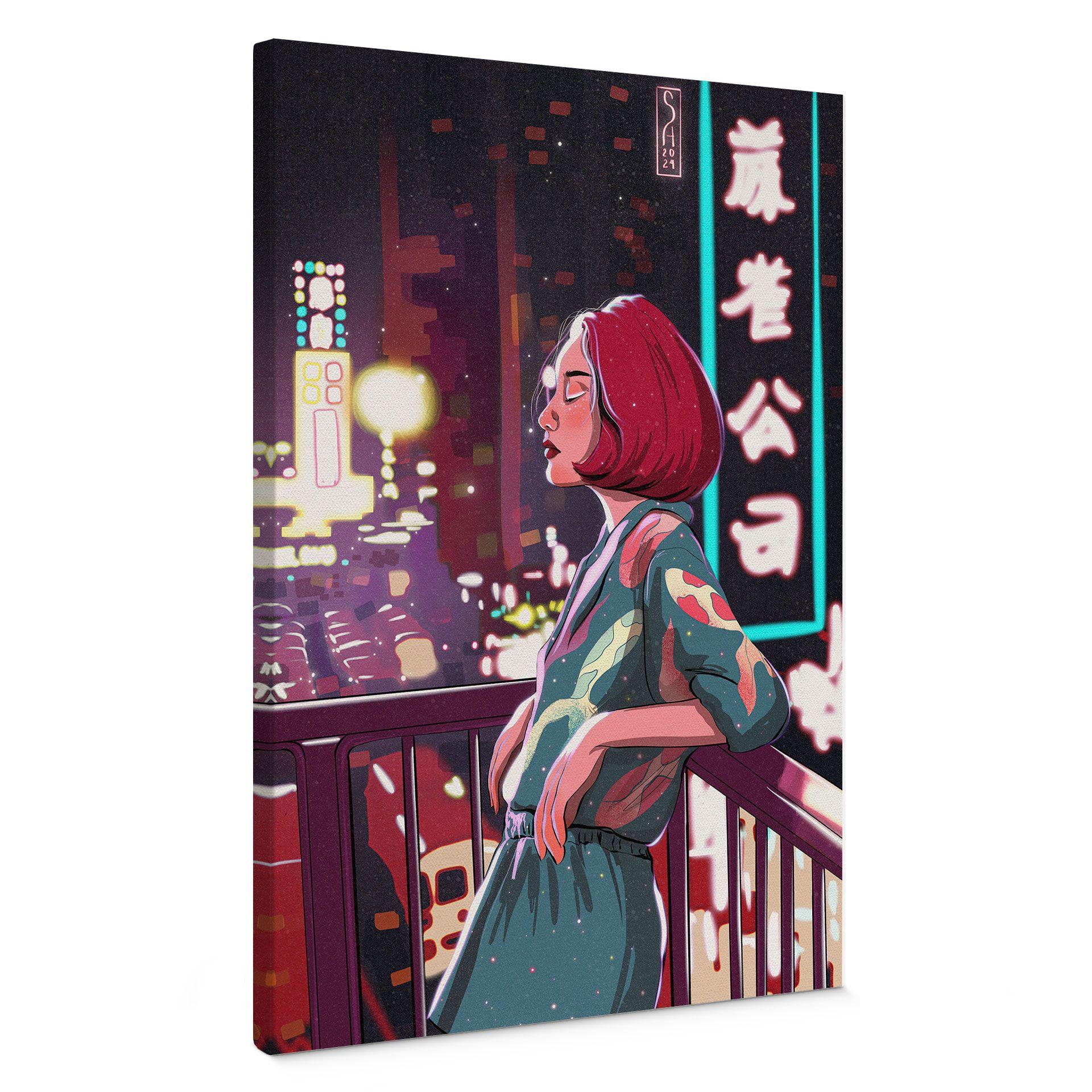 Canvasbillede Pige på en balkon i Japan | Feminisme - Oliveira