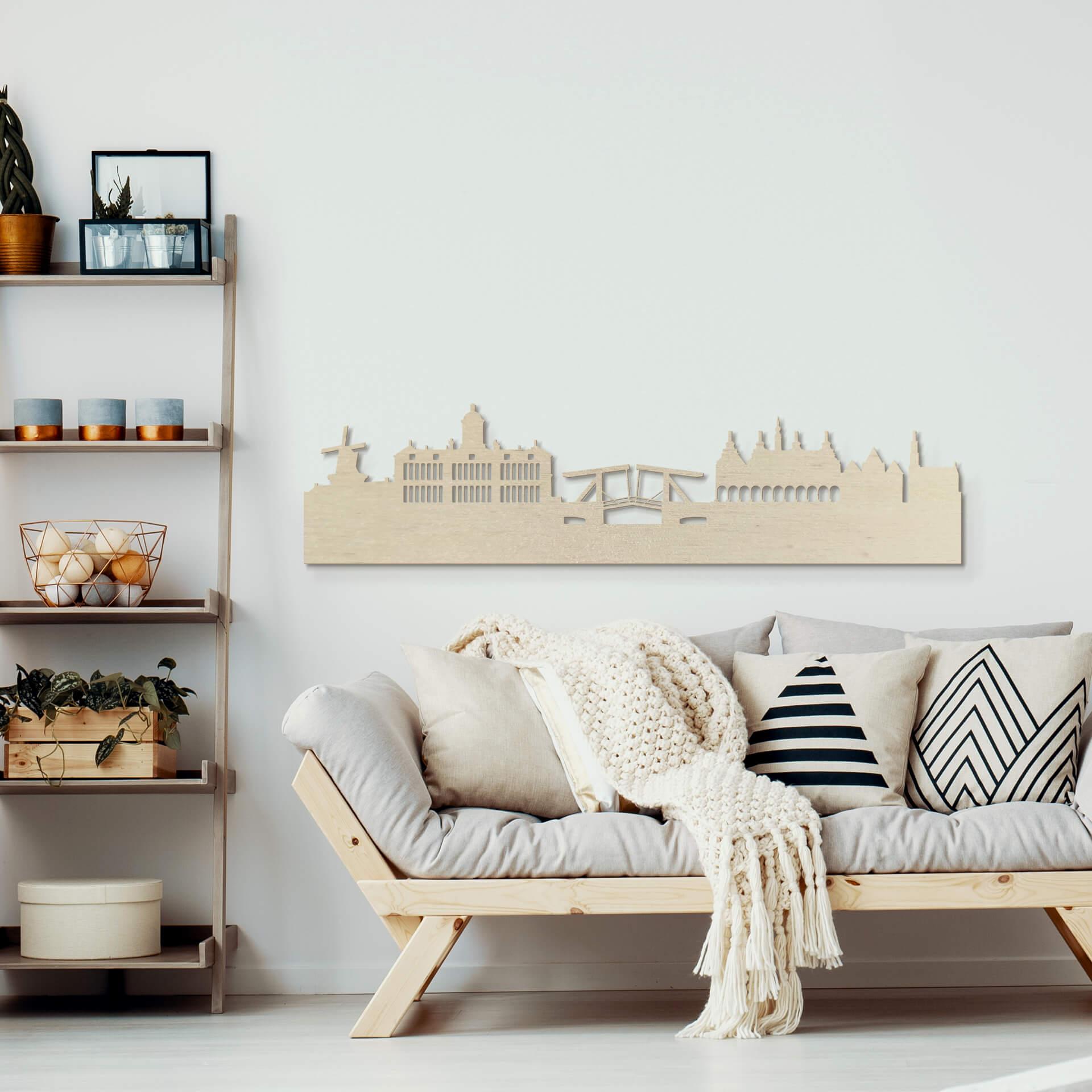 Chapa de madera de álamo artística - Skyline Amsterdam