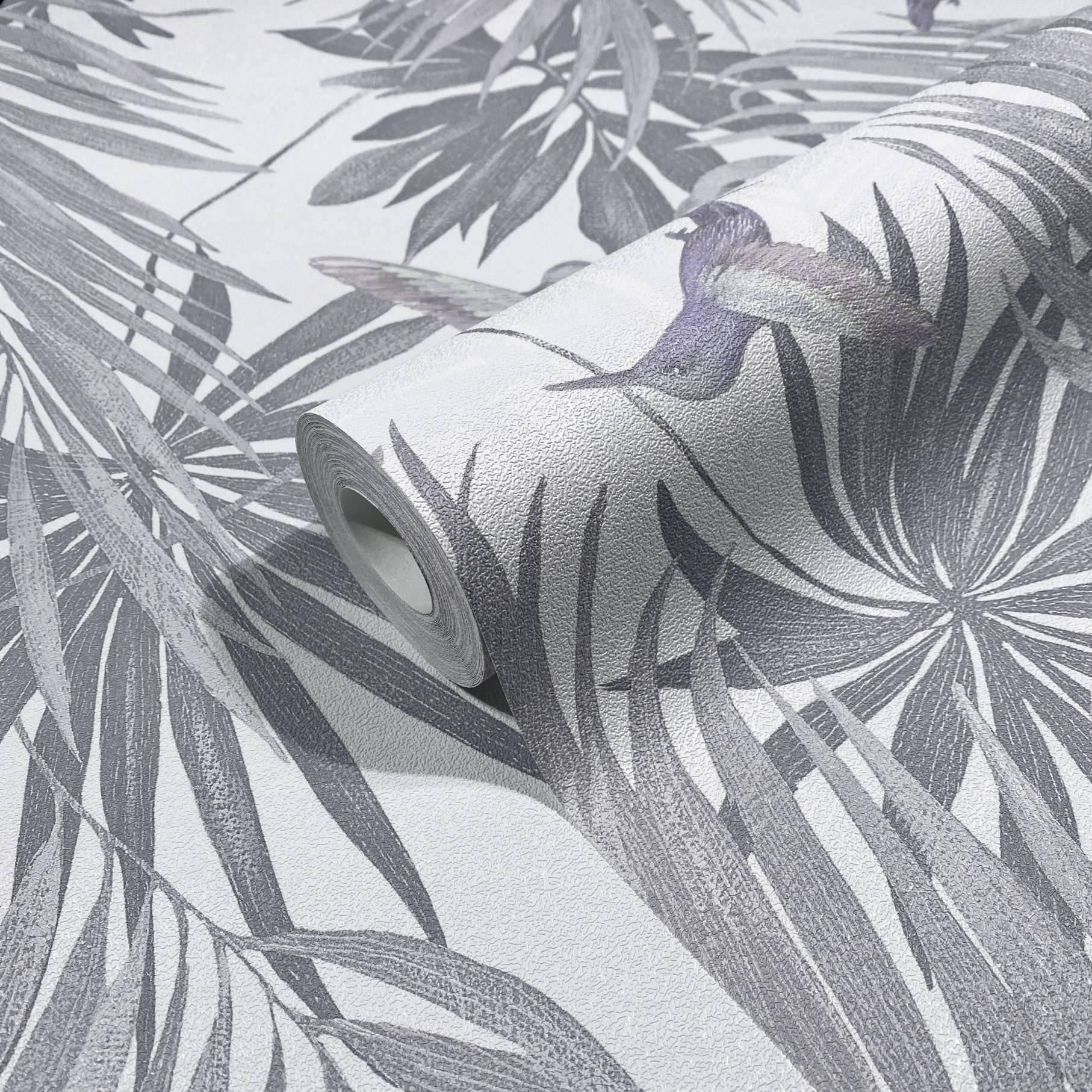 Blomstertapet non-woven Spirit of Jungle hvid, grå