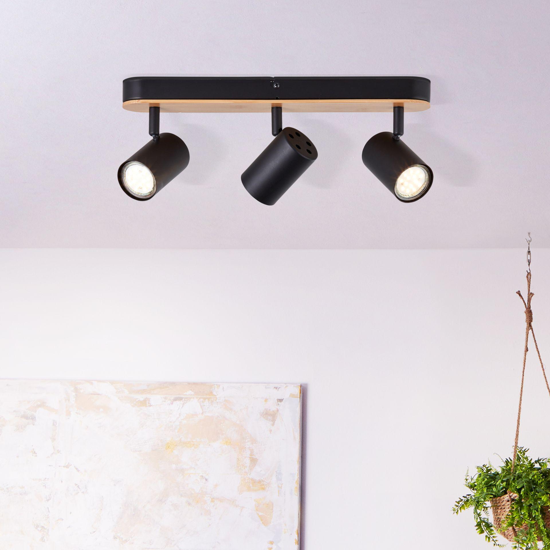 Spotbalken Luca, braun, 14,5 x 40,5 cm, Bambus Lampe