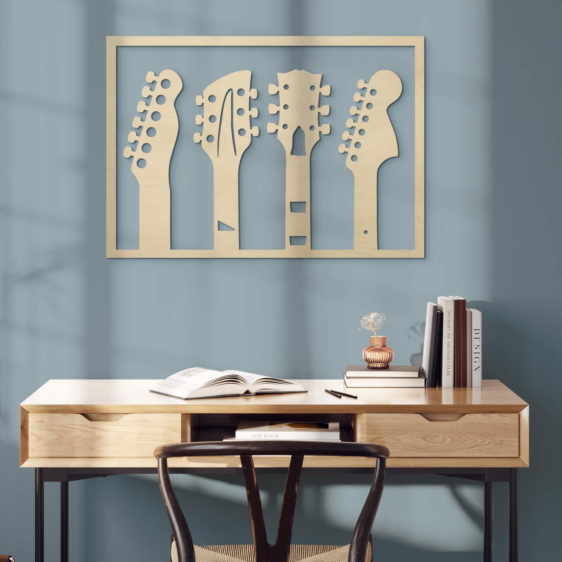 Decoración en madera guitarra - clavijero - álamo