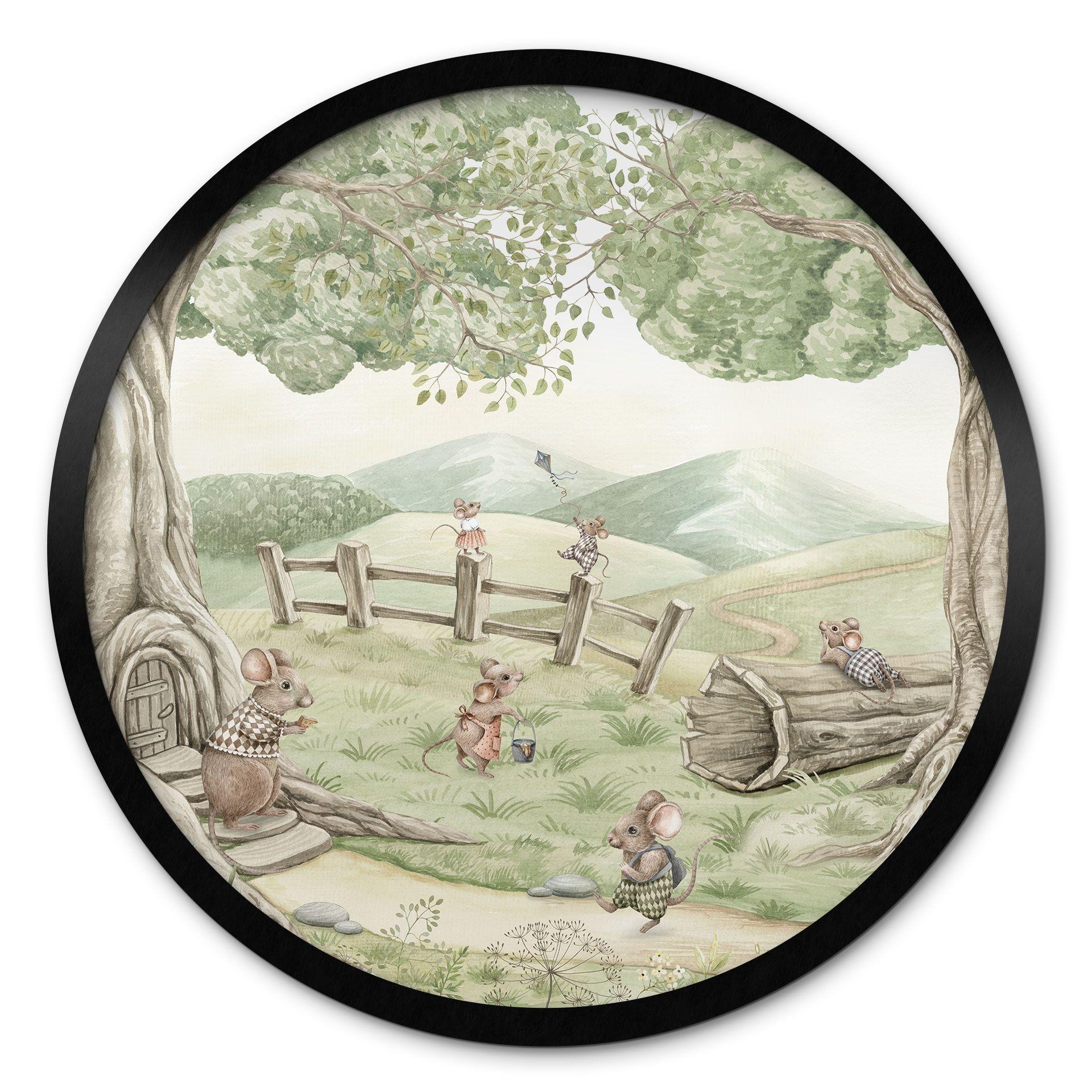 Póster familia ratón en el bosque - Kikki Belle - Redondo