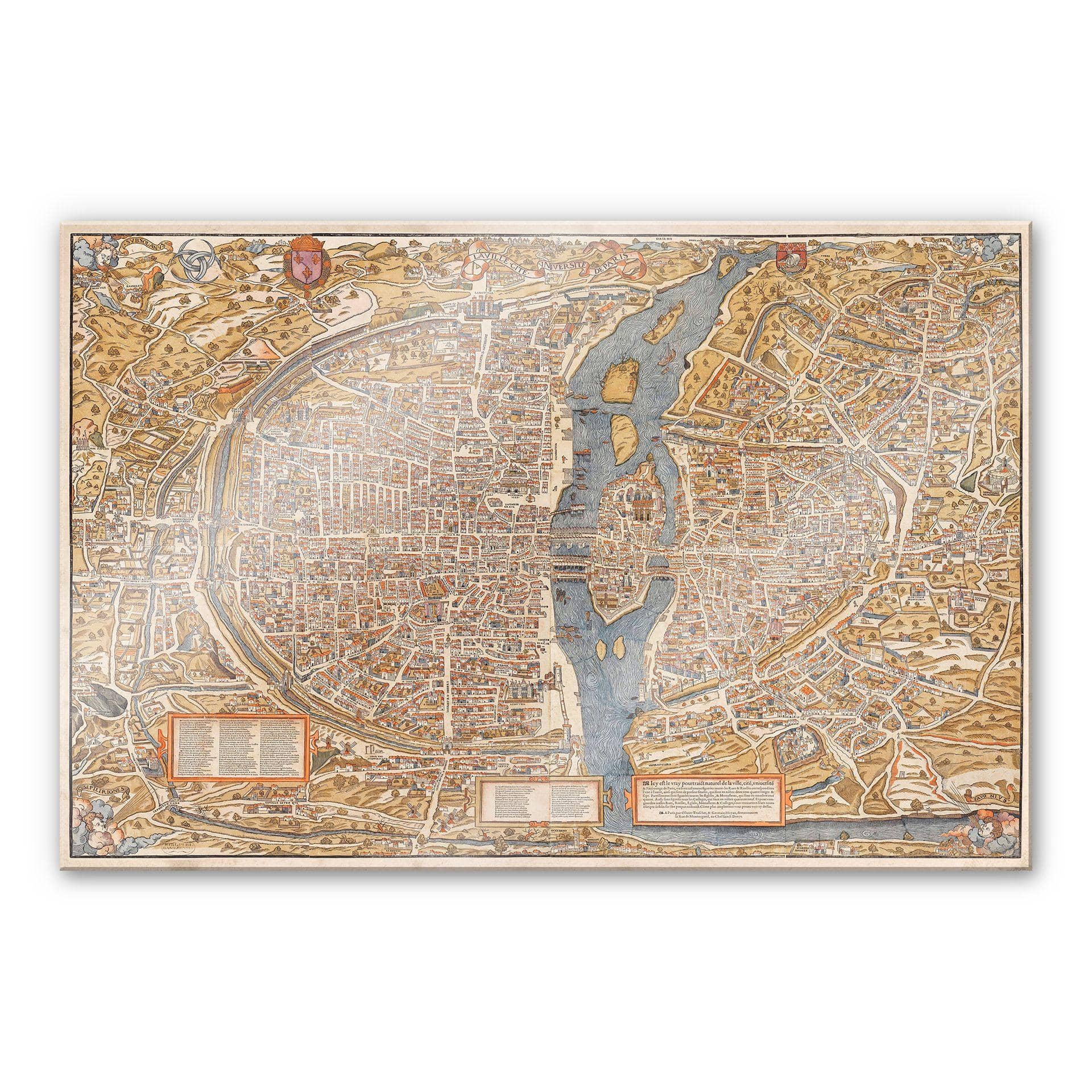 Tableau en verre acrylique - Carte historique de Paris