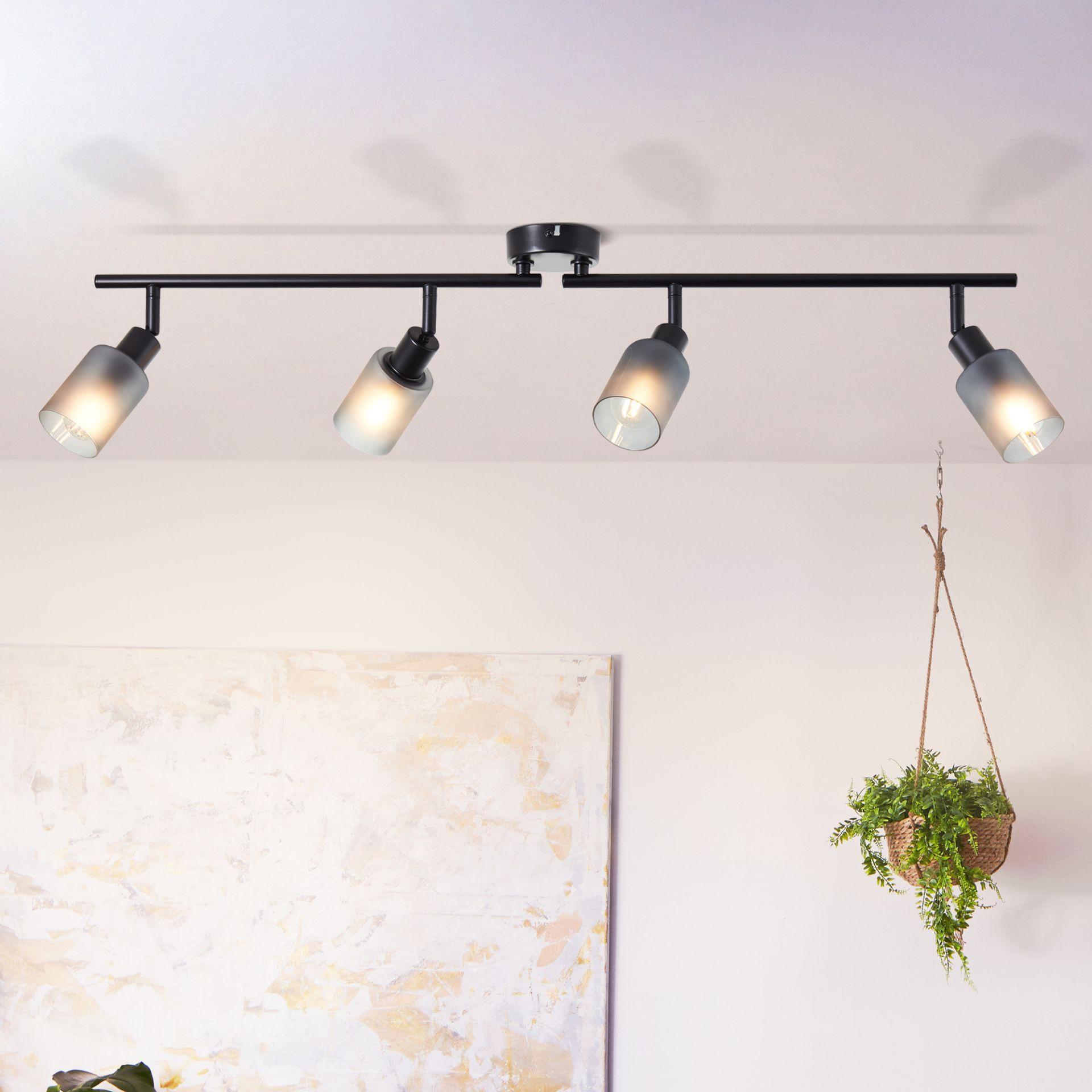 Spotrohr Leander, grau, 18 x 86 cm, Glas Lampe