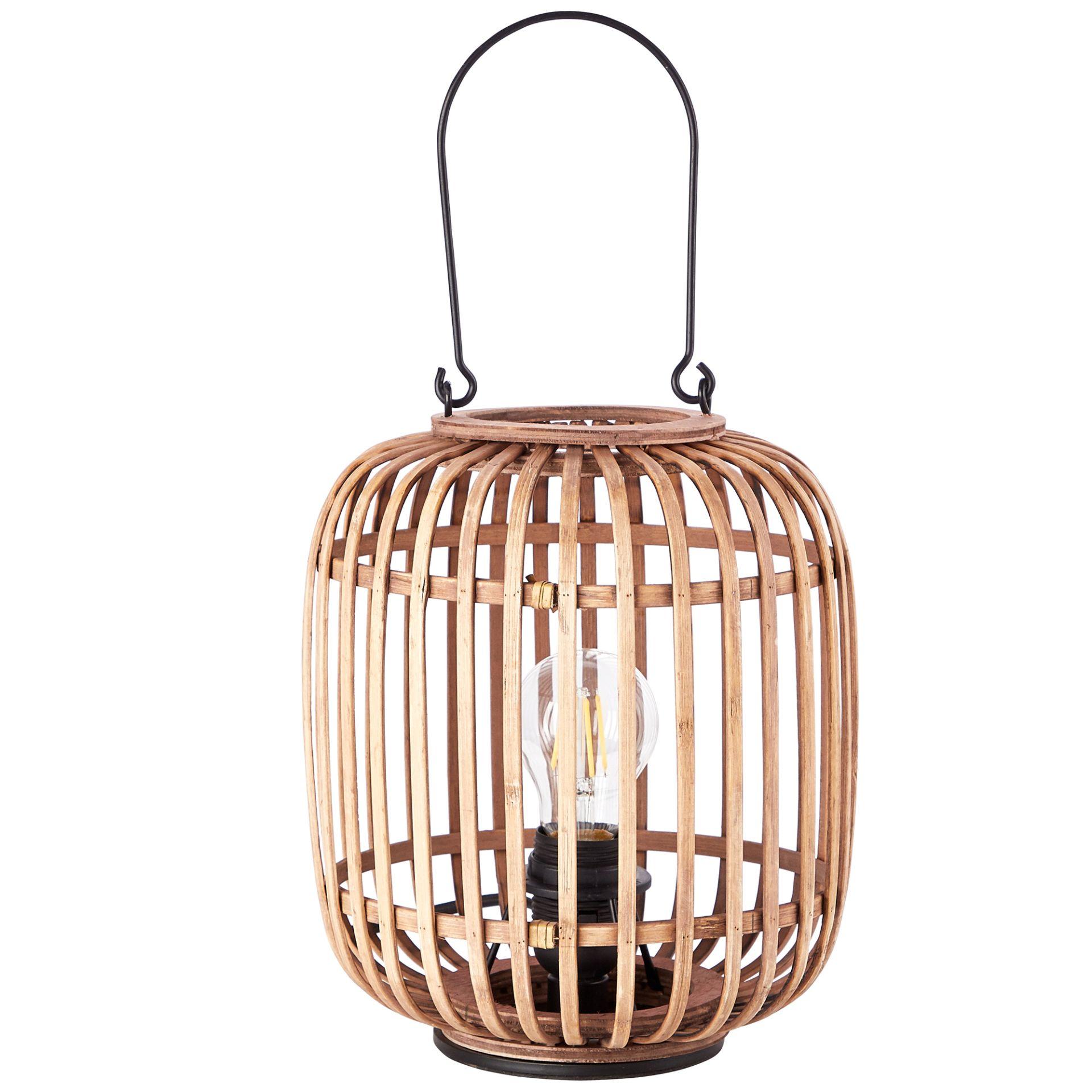 Tischleuchte Willi, braun, 26,5 x 21,5 cm, Bambus Innenleuchte