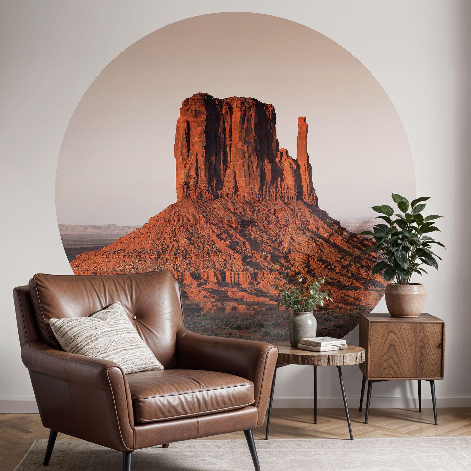 Fotobehang rotsformatie in Monument Valley - Hugonnard - Rond - vliesbehang/zelfklevend vliesbehang