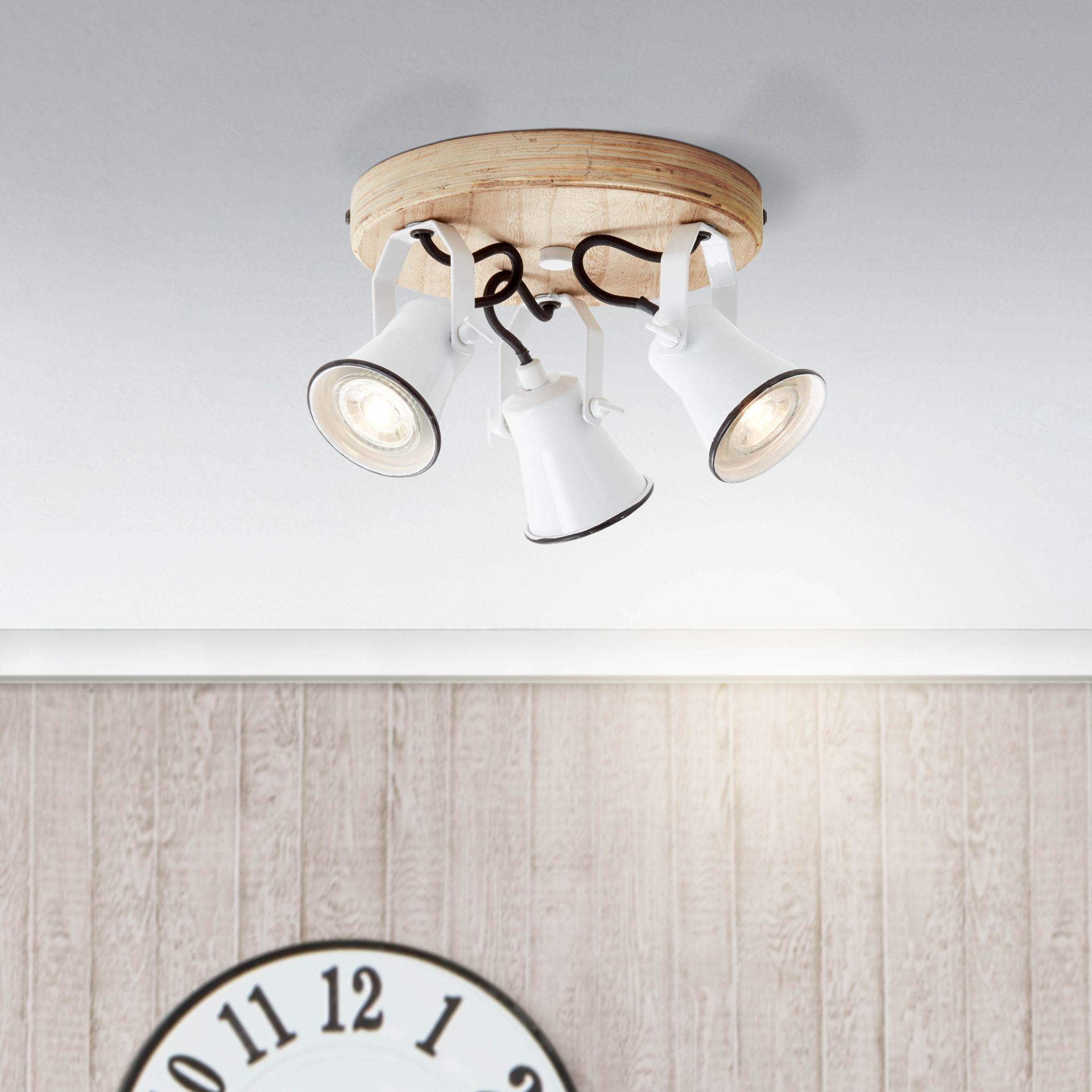 Spotrondell Naomi, beige, 13 x 28 cm, Holz Strahler