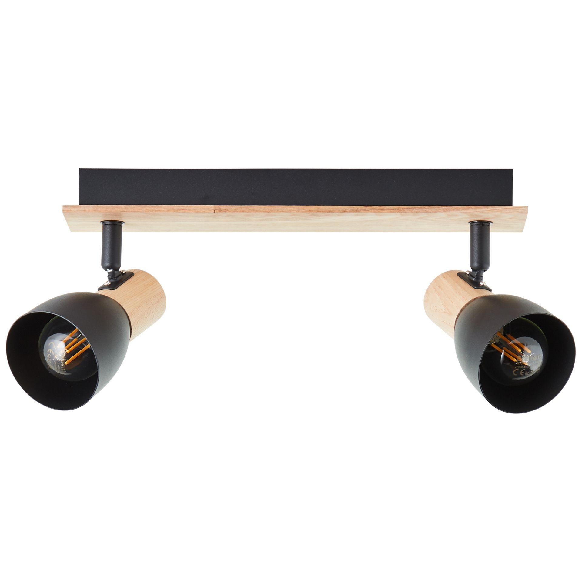 Spotbalken Emil, braun, 16,5 x 36,5 cm, Holz Innenleuchte