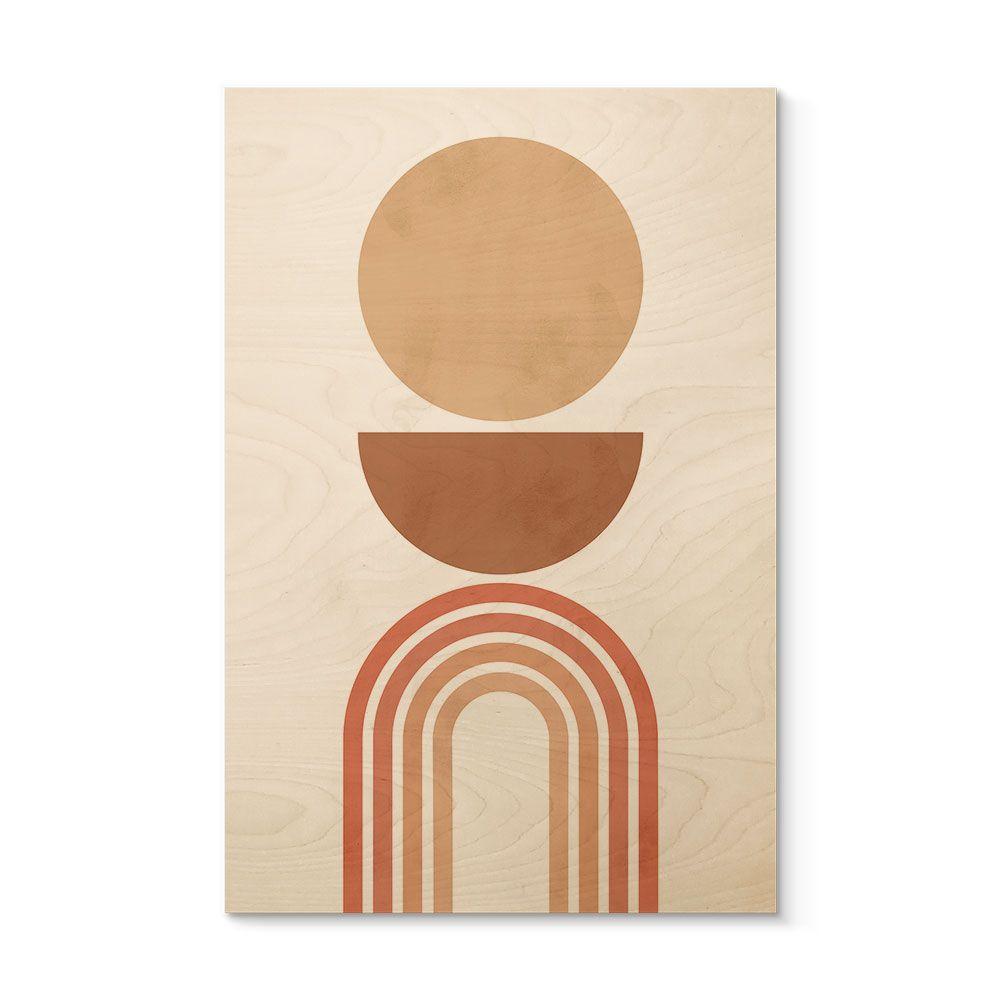 Træplakat Abstrakt balance - Retro buer og cirkler - Costa