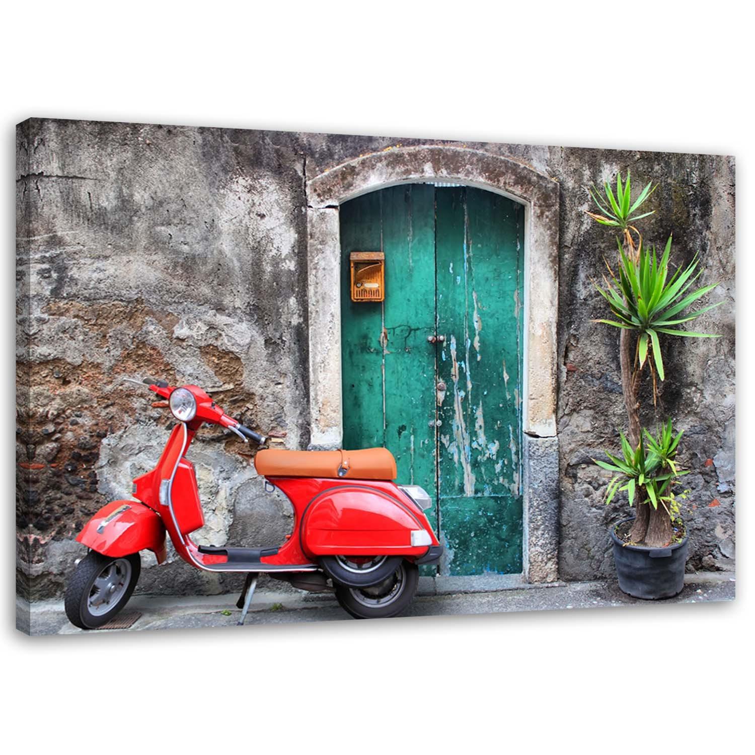 Canvasbillede, Vespa Toscana rød