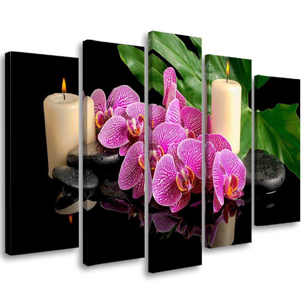 5 stykke lærredsprint, Orchid Orchid stearinlys
