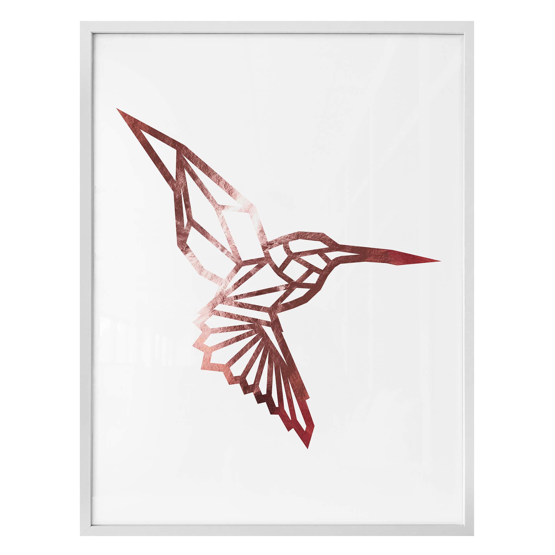 Plakat - Origami kolibri- rosaguldeffekt