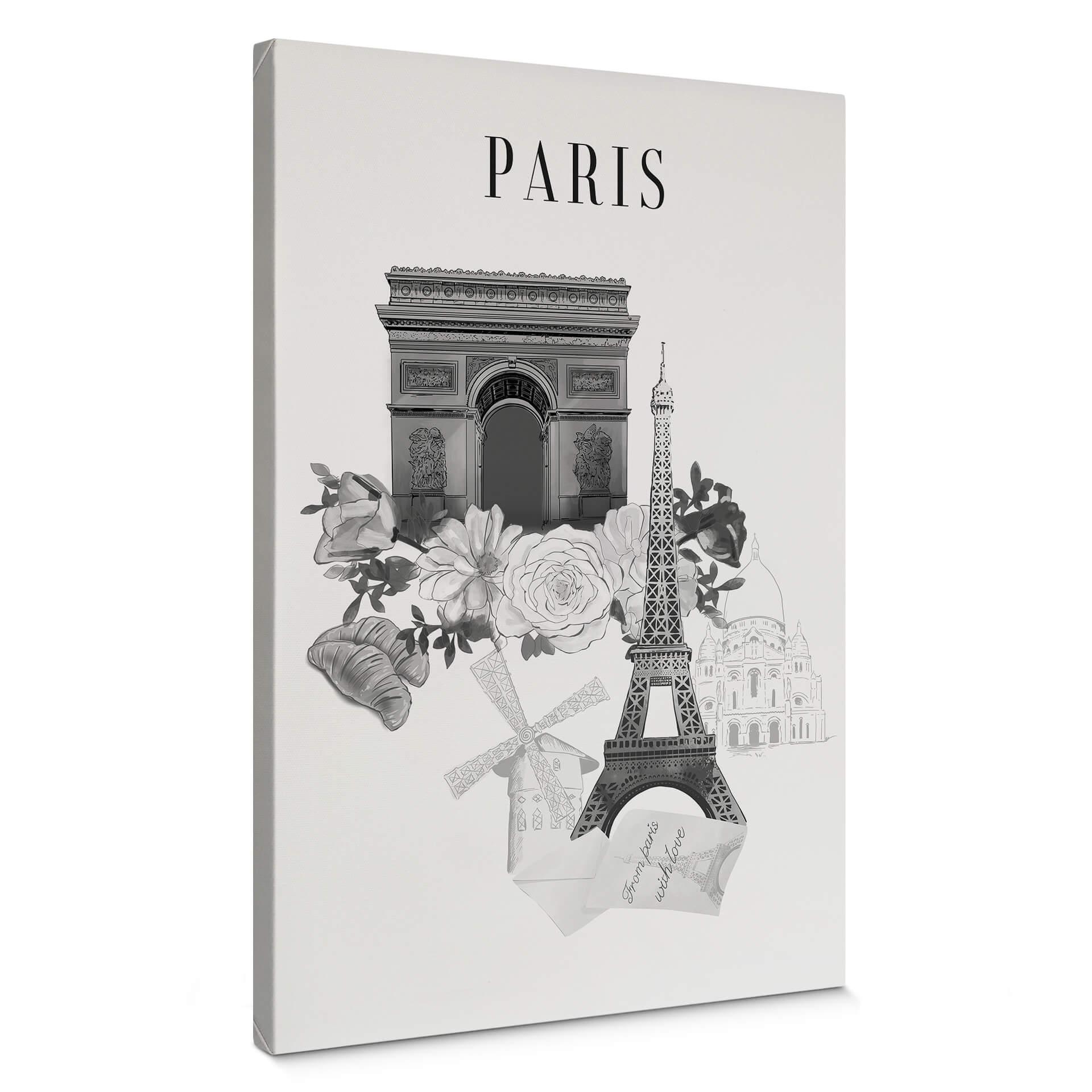 Lienzo París - Blanco y negro - Love your City