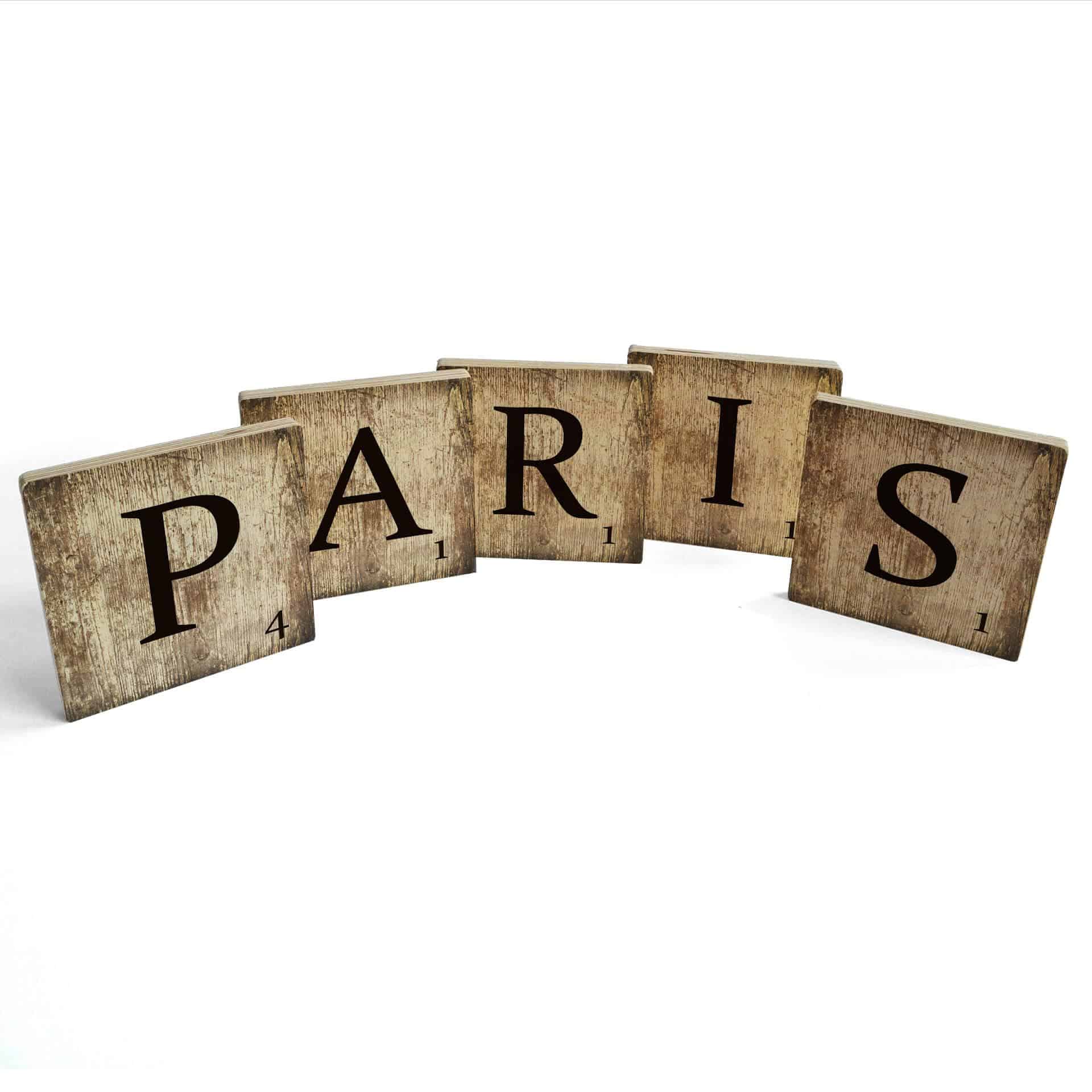 Træbogstaver - Scrabble - Paris - Vintage