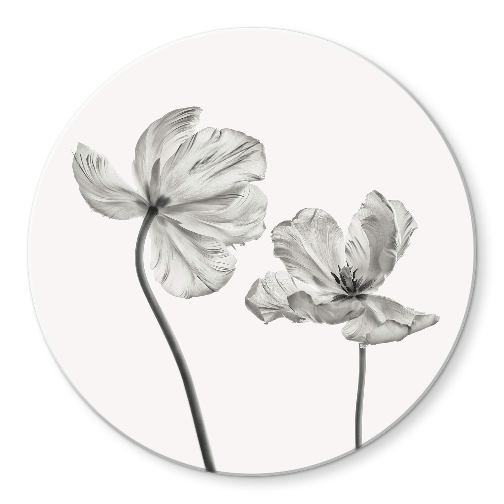 Tableau en verre Grønkjær - Tulipes - Rond