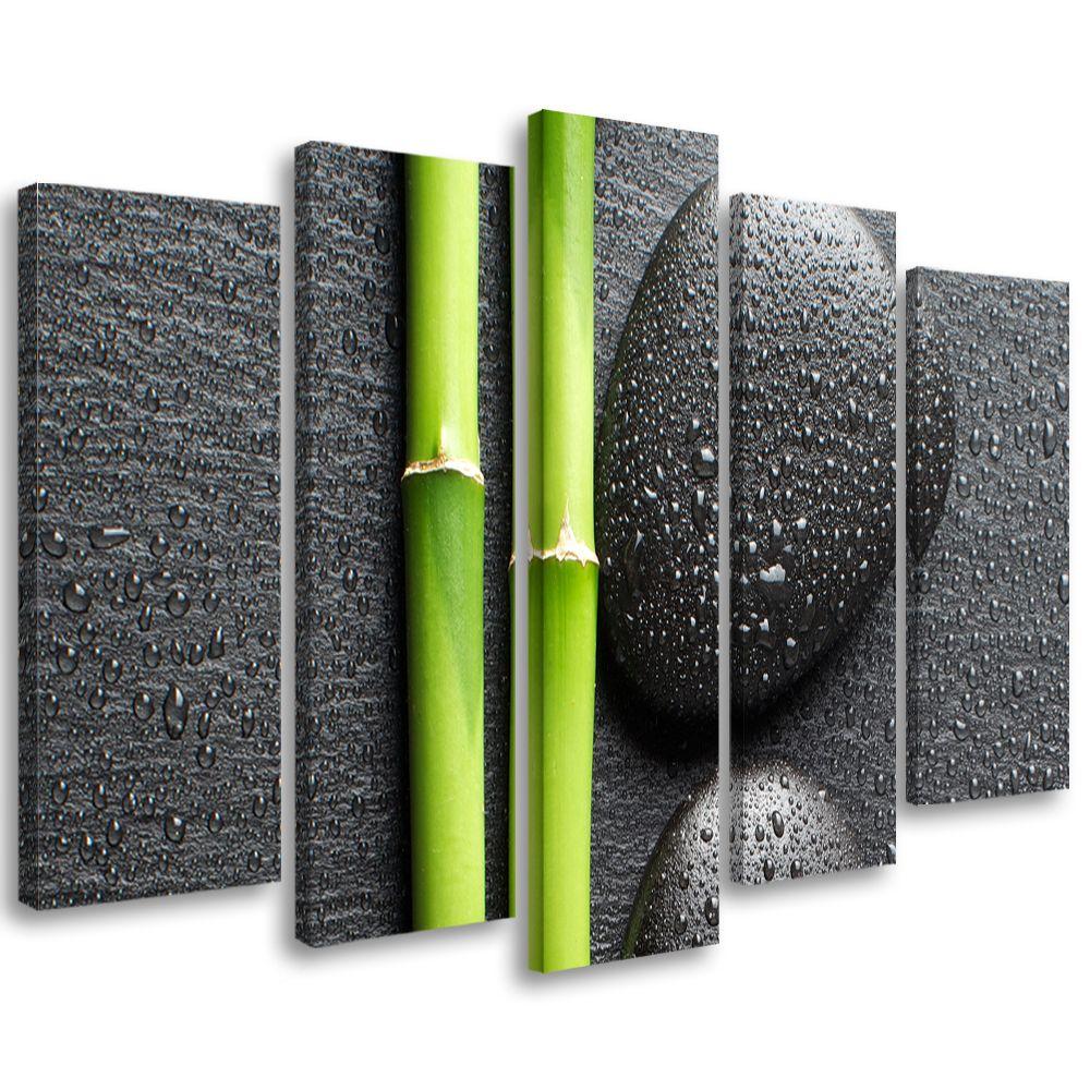 5 stykke lærredstryk Stones Bamboo Zen Spa