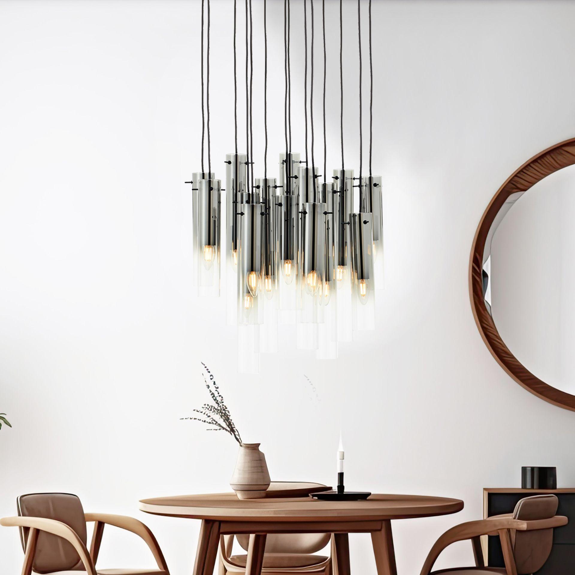 Pendelleuchte Hilla, grau, 199 x 52 cm, Metall Lampe