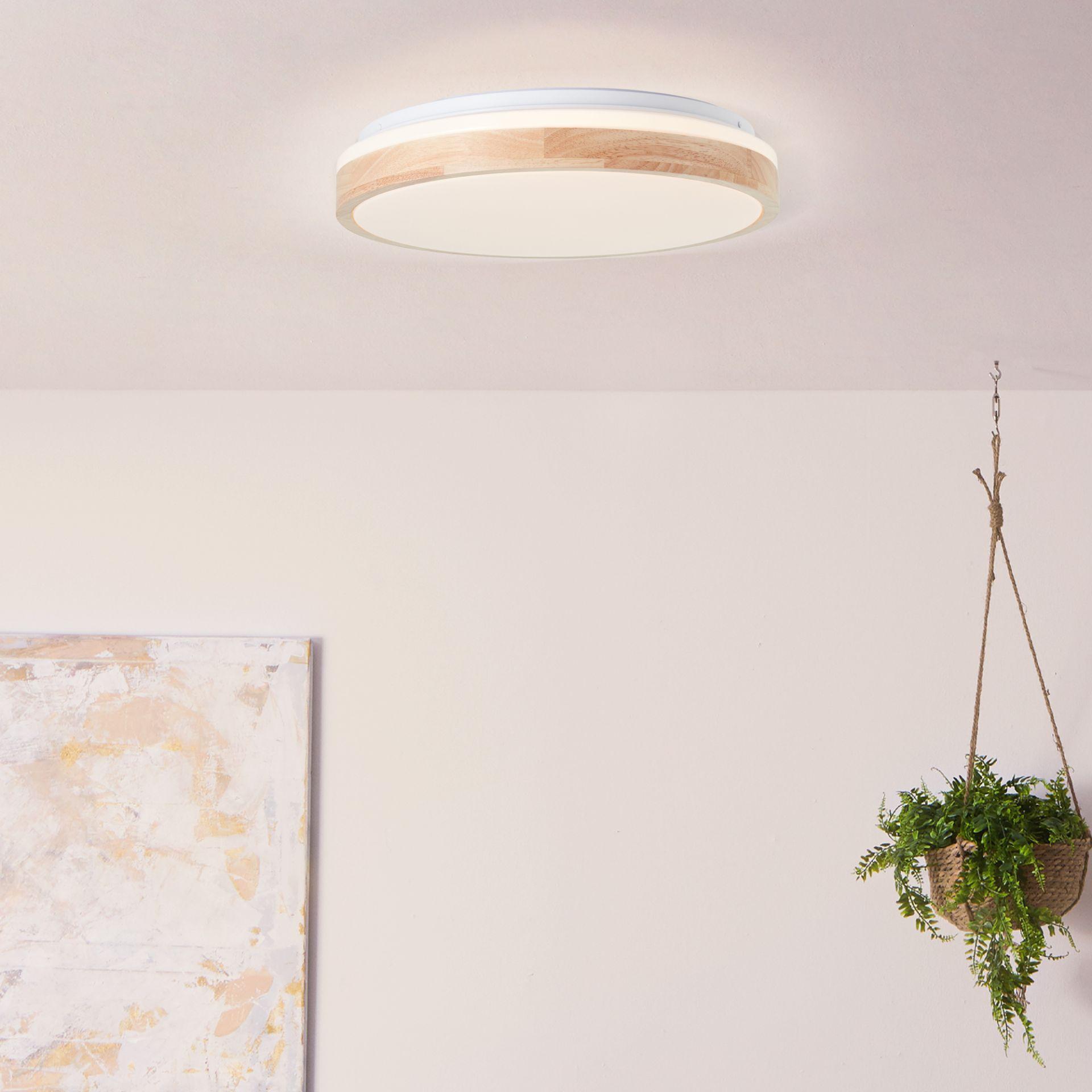 Deckenleuchte Cleo, beige, Ø 39 cm, Holz Lampe