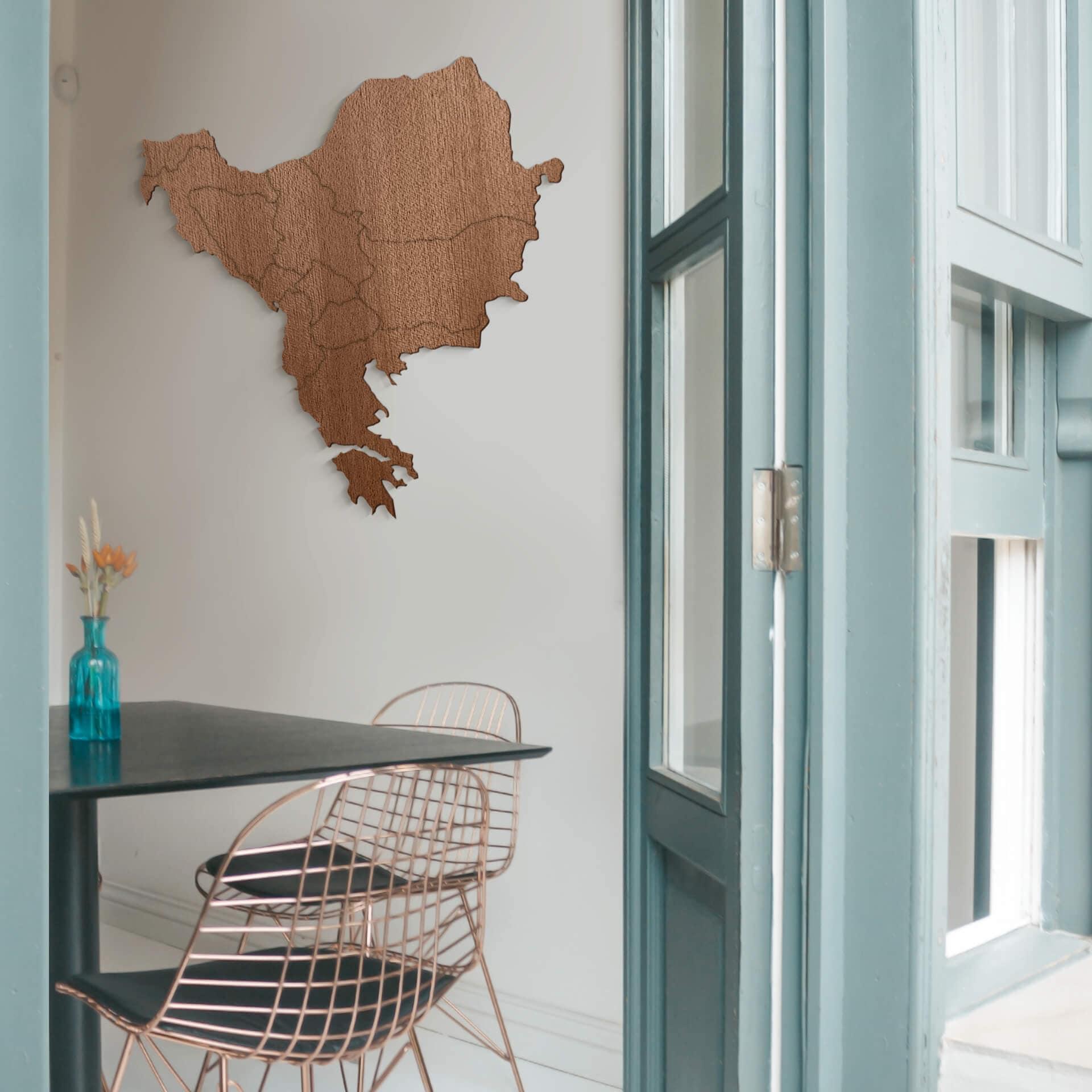 Wood Art Chapa de Caoba - Mapa Balcanes Sudeste de Europa