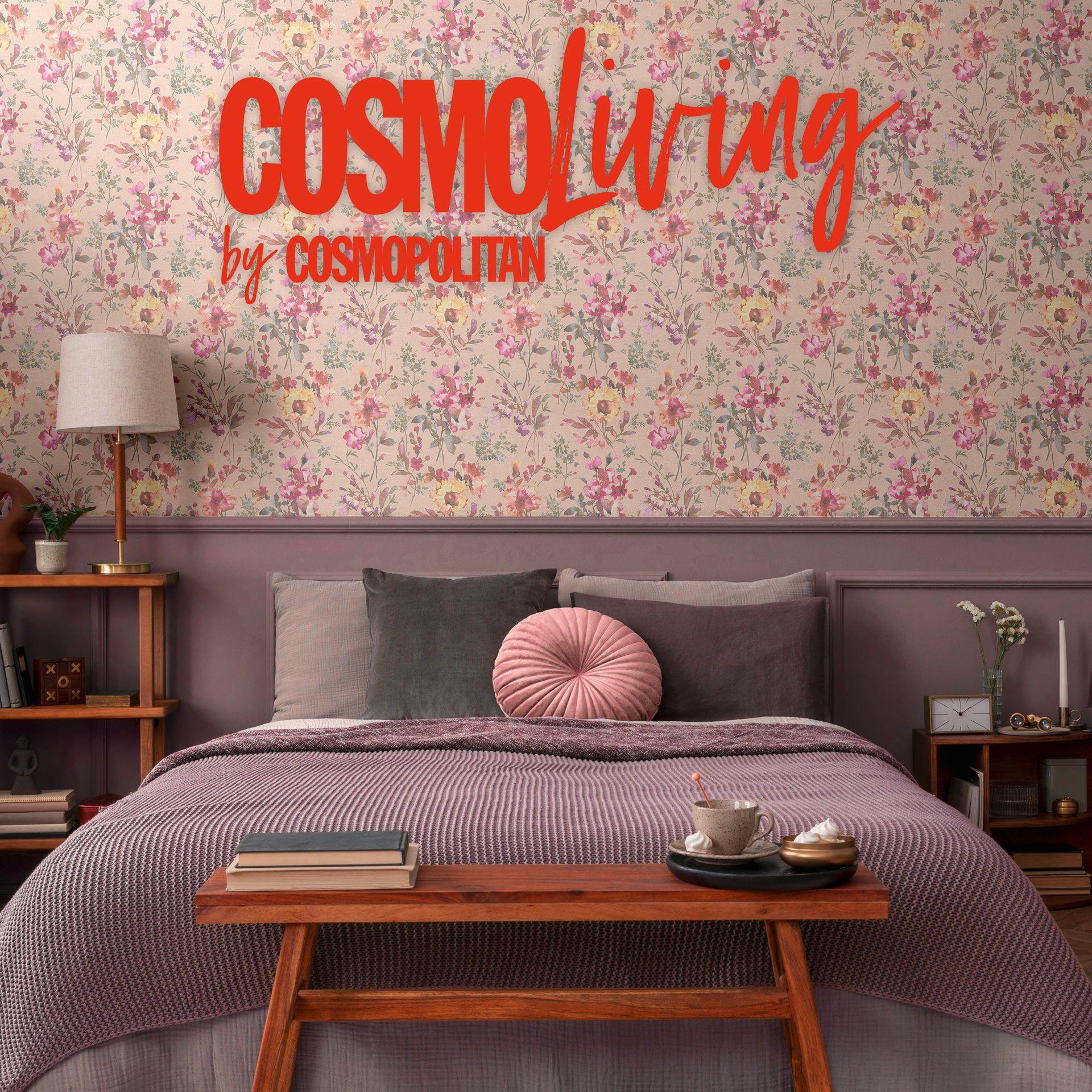 COSMOPOLITAN tapet blomster akvarel pink fersken soveværelse ikke-vævet tapet