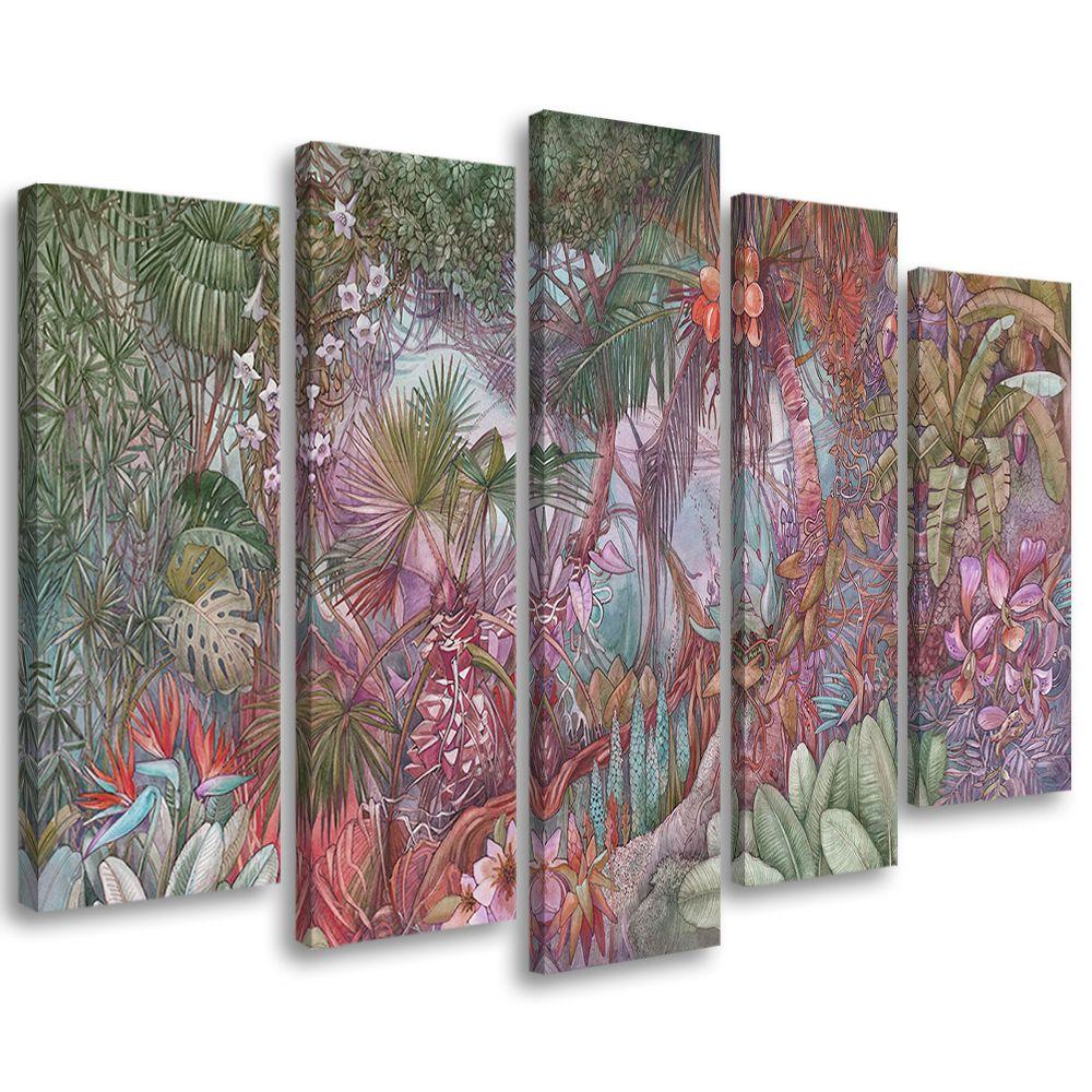 5 stykke lærredstryk Deep Jungle