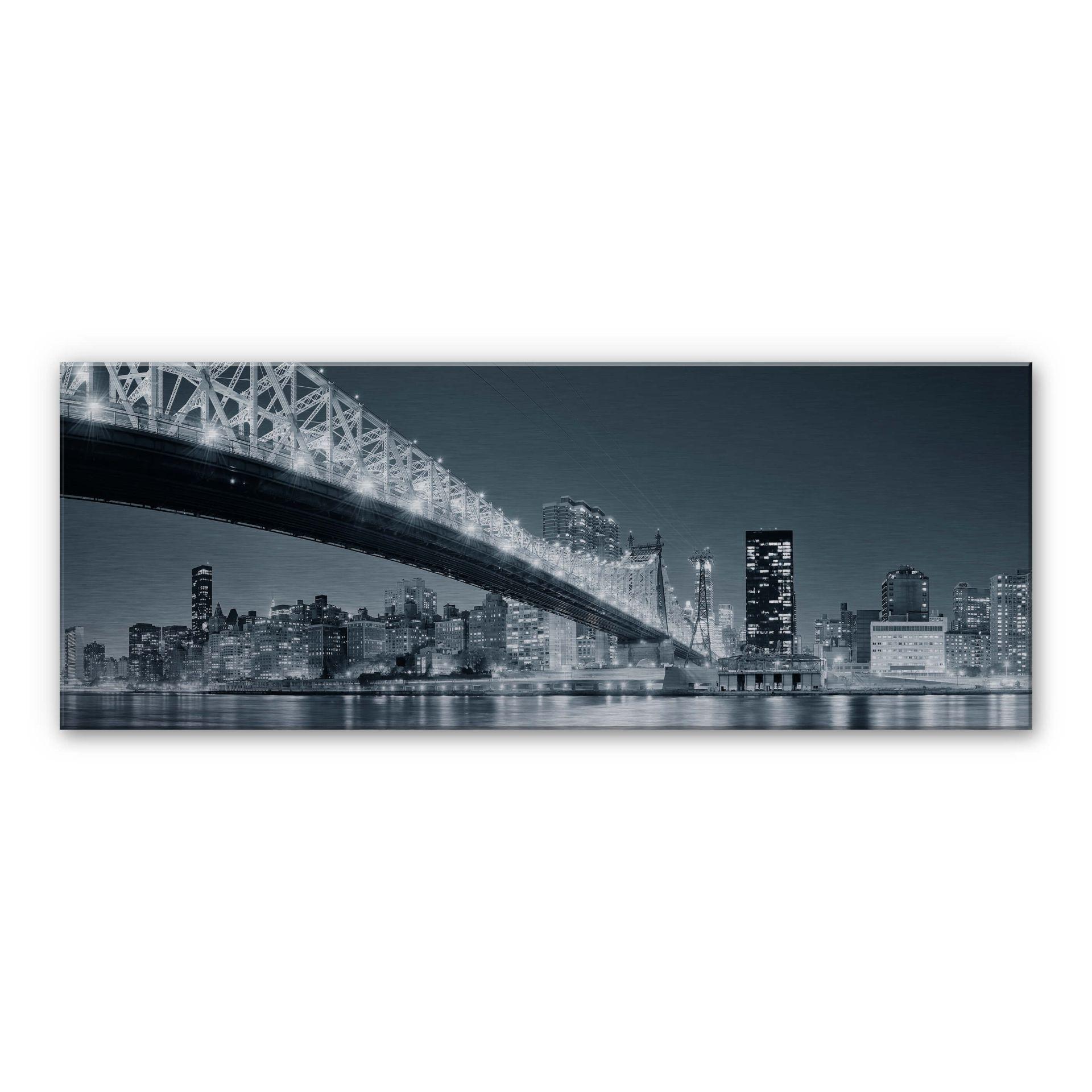 New York om natten 3 - Panorama – print på aluminium (Alu-Dibond)