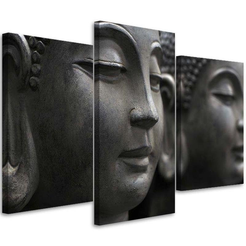 3 stykke lærredsprint, Buddha Zen Spa sort og hvid