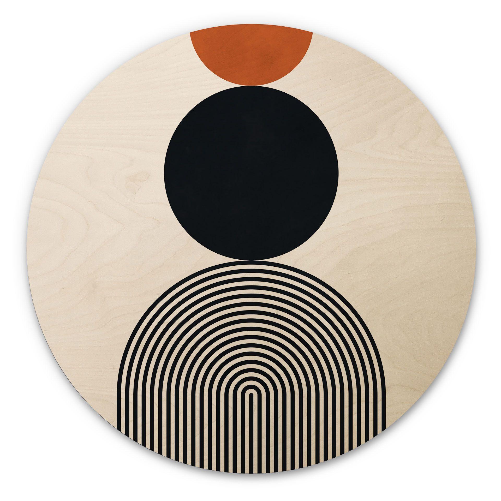 Cuadro de madera Líneas y círculos abstractos en armonía - Costa - Redondo
