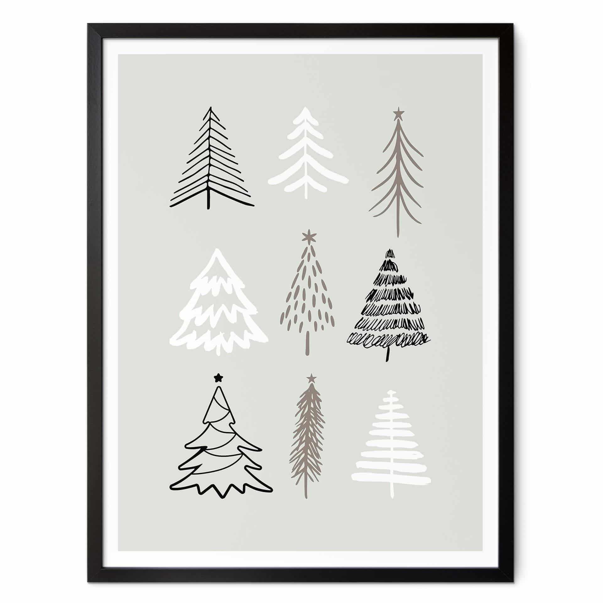 Póster de Navidad - Ilustración de árboles de Navidad - Kristina